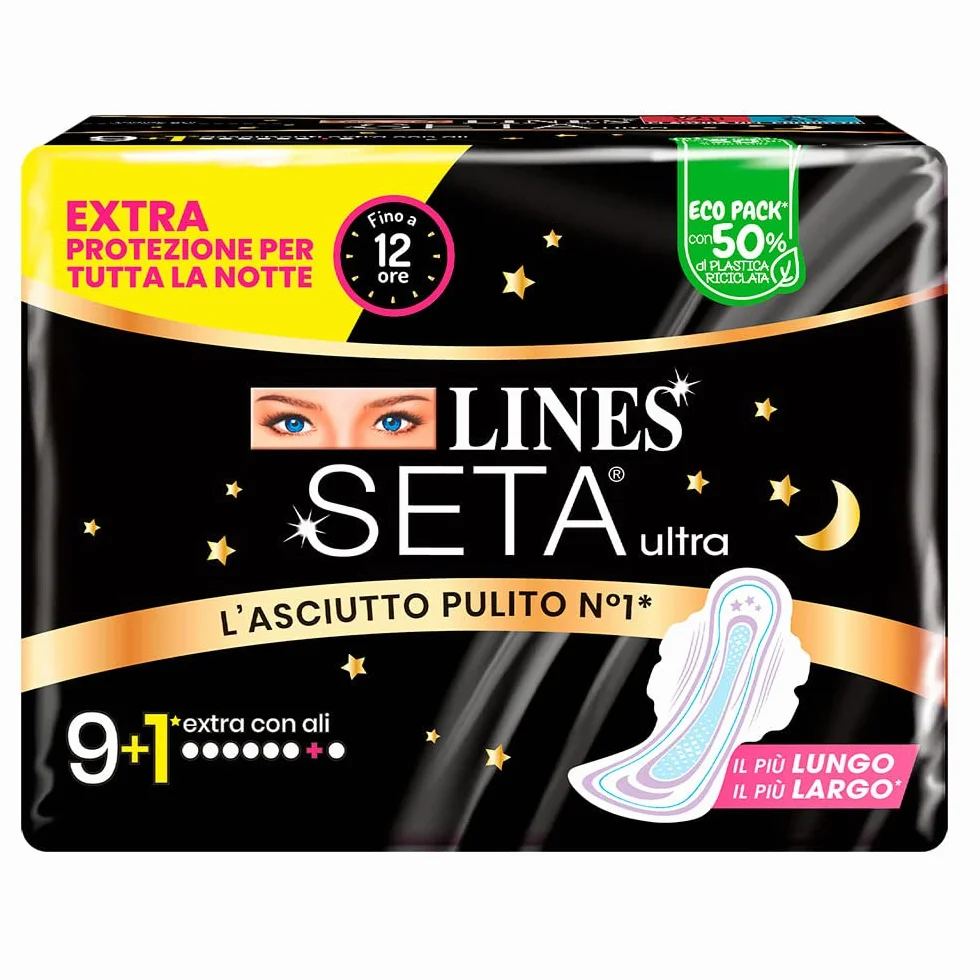 LINES ULTRA JEDWAB DODATKOWY NOC x 9 szt. + 1 gratis