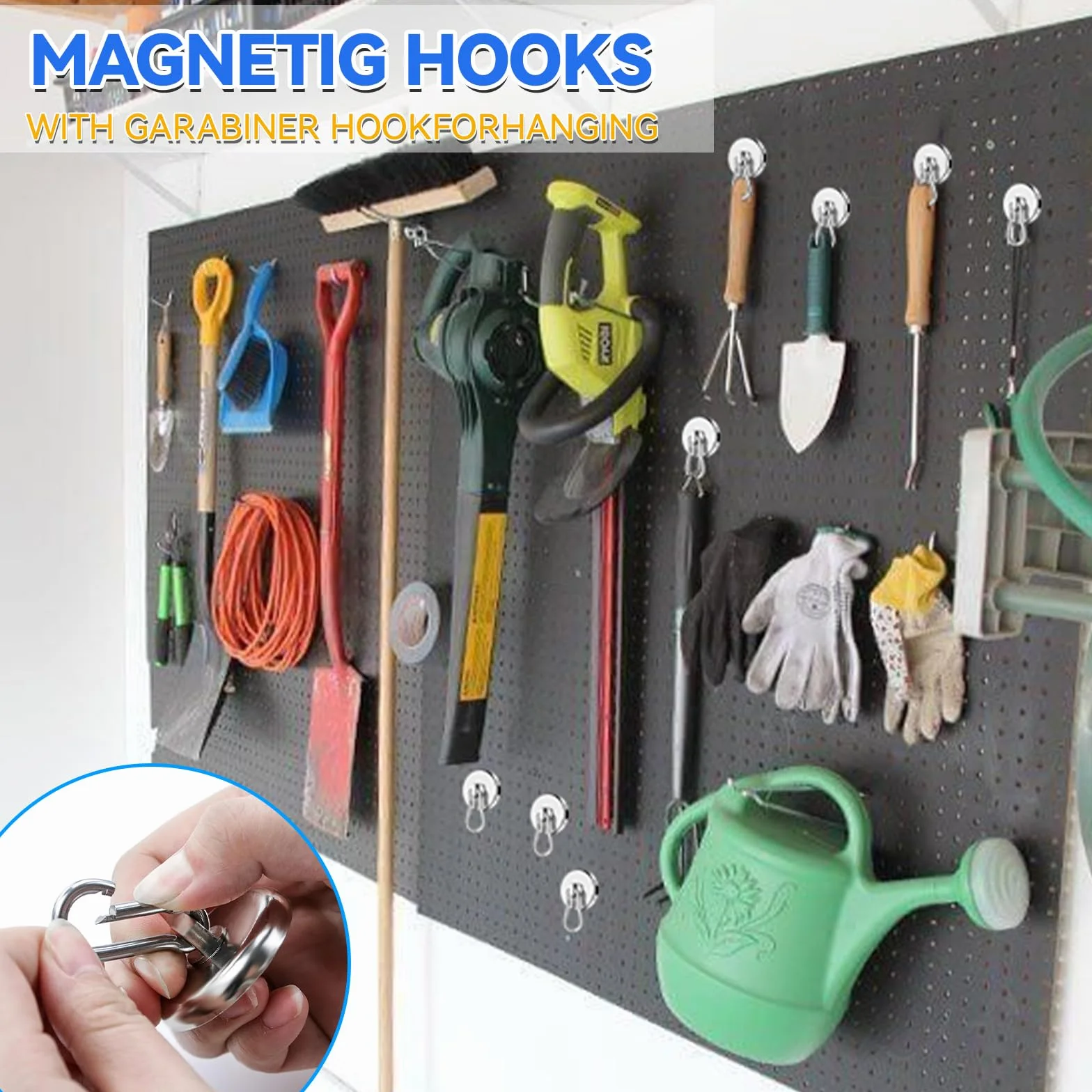 Haczyki magnetyczne, ekstra mocne, 27 kg, magnesy neodymowe z haczykami, 32 mm grubości magnesy, karabińczyk, haczyk z oczkami, do kuchni, na kemping, do garażu, biura (2 szt