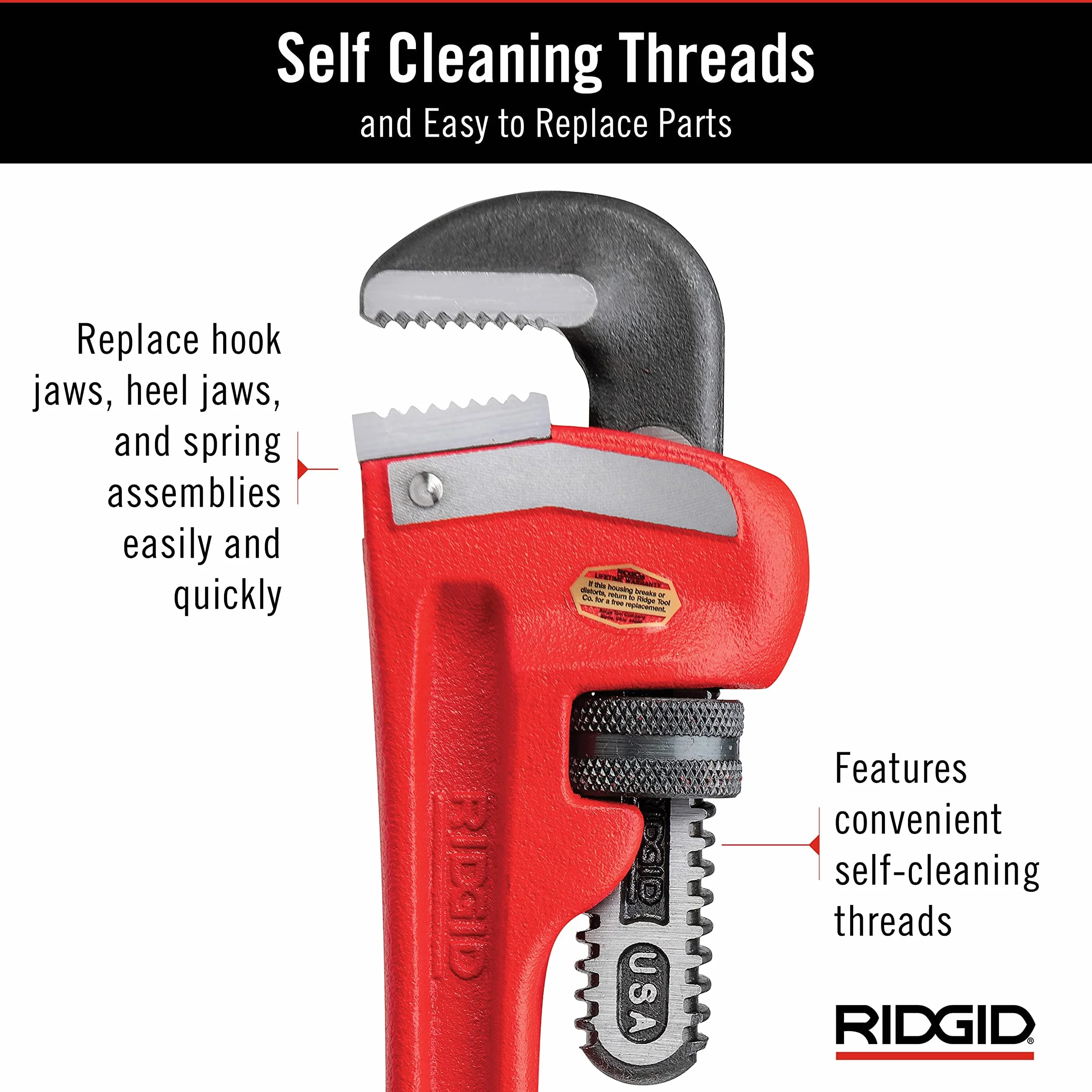 RIDGID 31010 model 10" prosty klucz do rur do dużych obciążeń, klucz sanitarny 10"