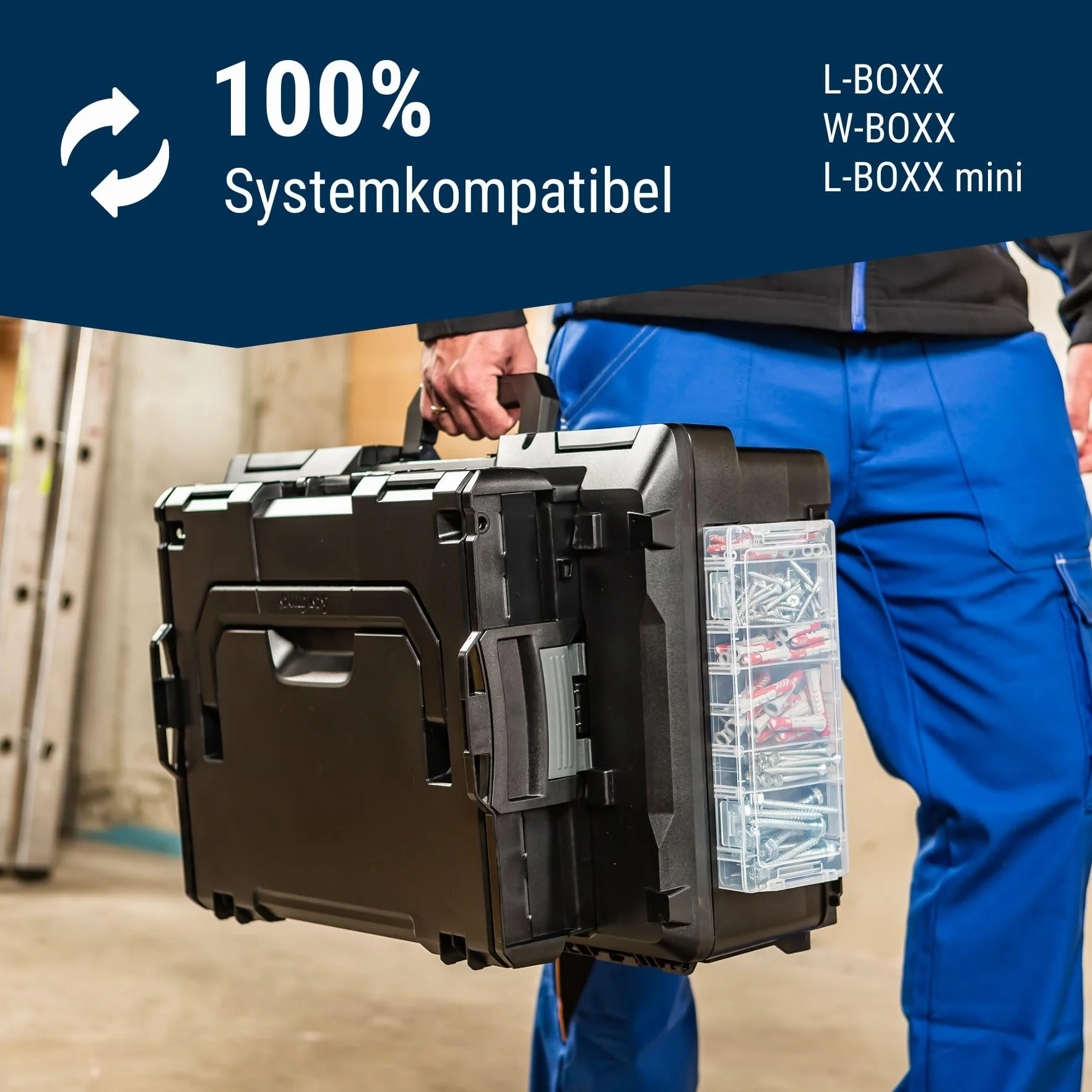 XL-BOXX walizka na narzędzia 30L – Możliwość układania na sobie & kompatybilna z L-BOXX, W-BOXX, Sortimo & Hilti – 607x395x179 mm – Odporna na bryzgi, 3,2kg, plastik ABS (XL-BOXX)