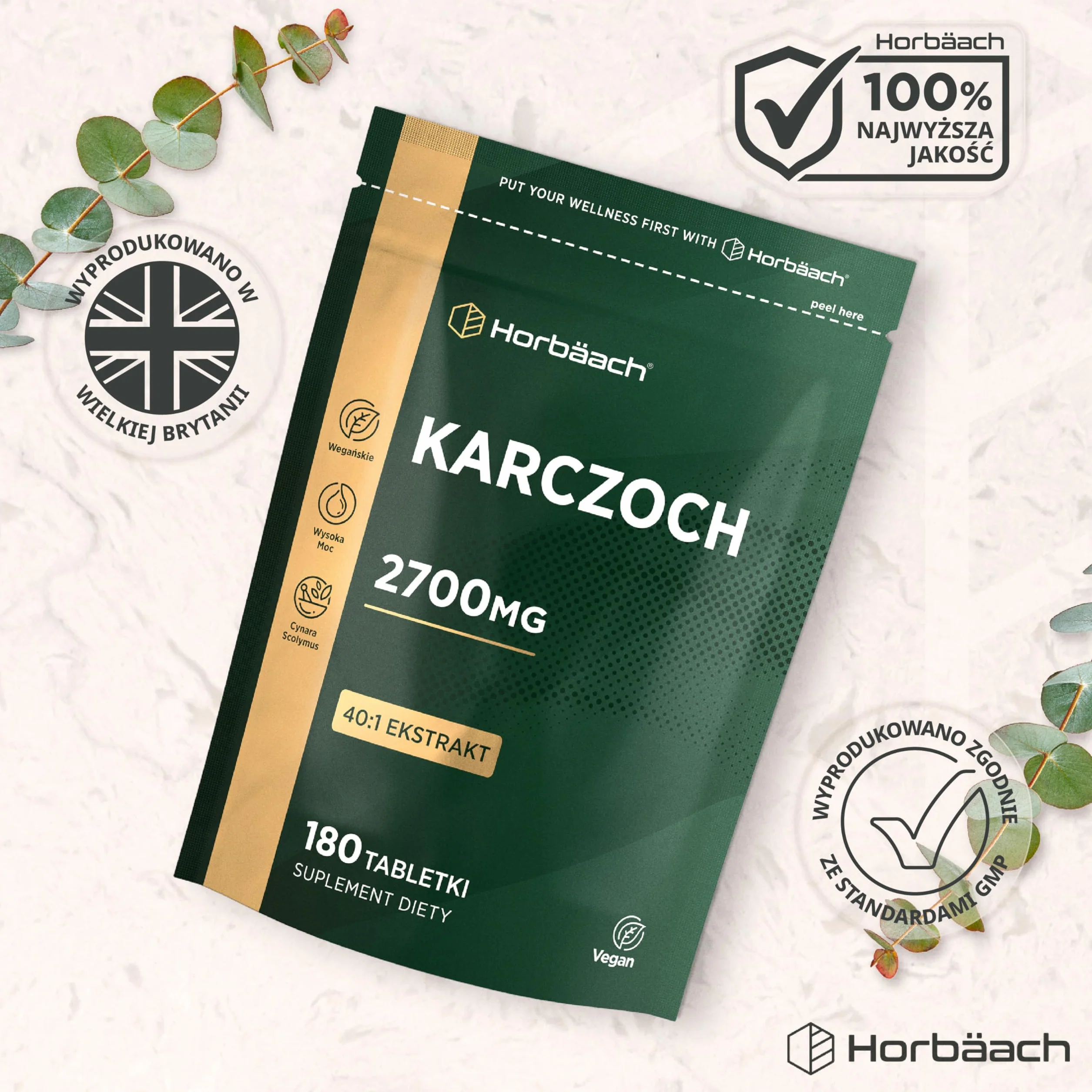 Horbaach Karczoch Tabletki 2700mg 180 Tabletek Wegańskich