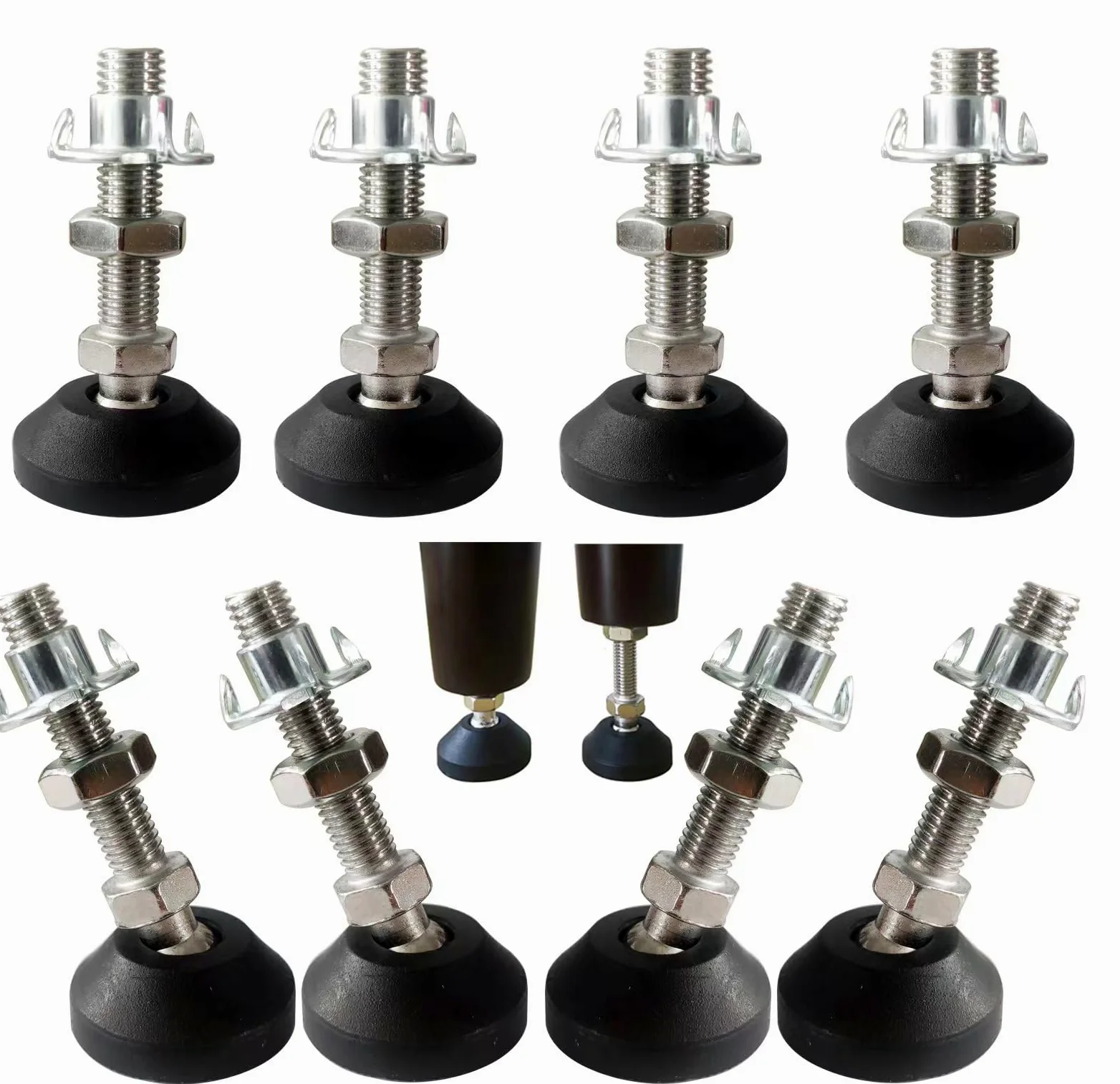 Stopka nastawcza M8 x 40 mm, śruba nastawcza M8, stopka meblowa, podstawa cokołu może udźwignąć 400 kg, regulowane nóżki śruby nastawcze, talerz nastawczy, maks. kąt nachylenia 15° (8 sztuk – M8 x 40 mm)
