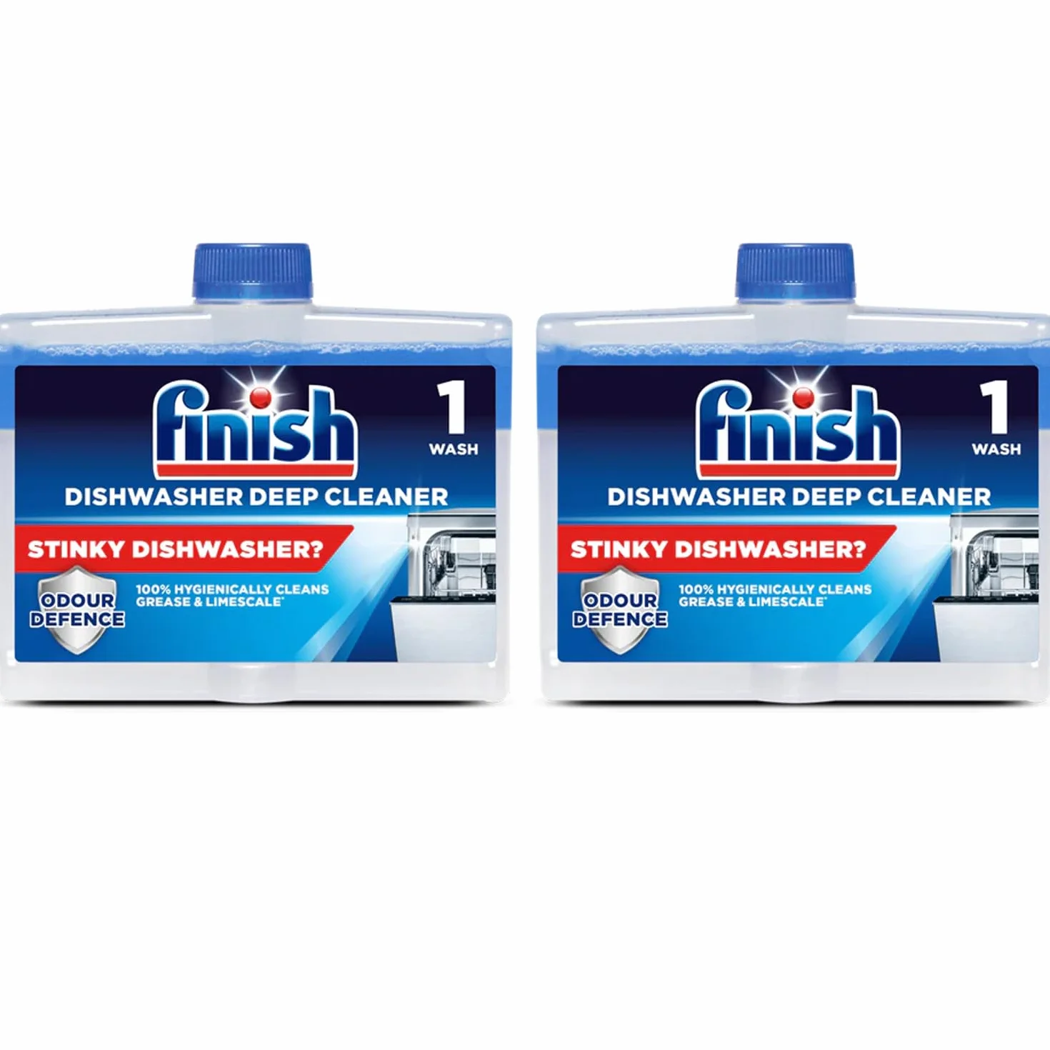 Finish, Środek do mycia w zmywarce, świeży zapach, 500 ml (250 ml x 2 szt.), usuwa tłuszcz i kamień, zwalcza nieprzyjemny zapach, dla higienicznej zmywarki