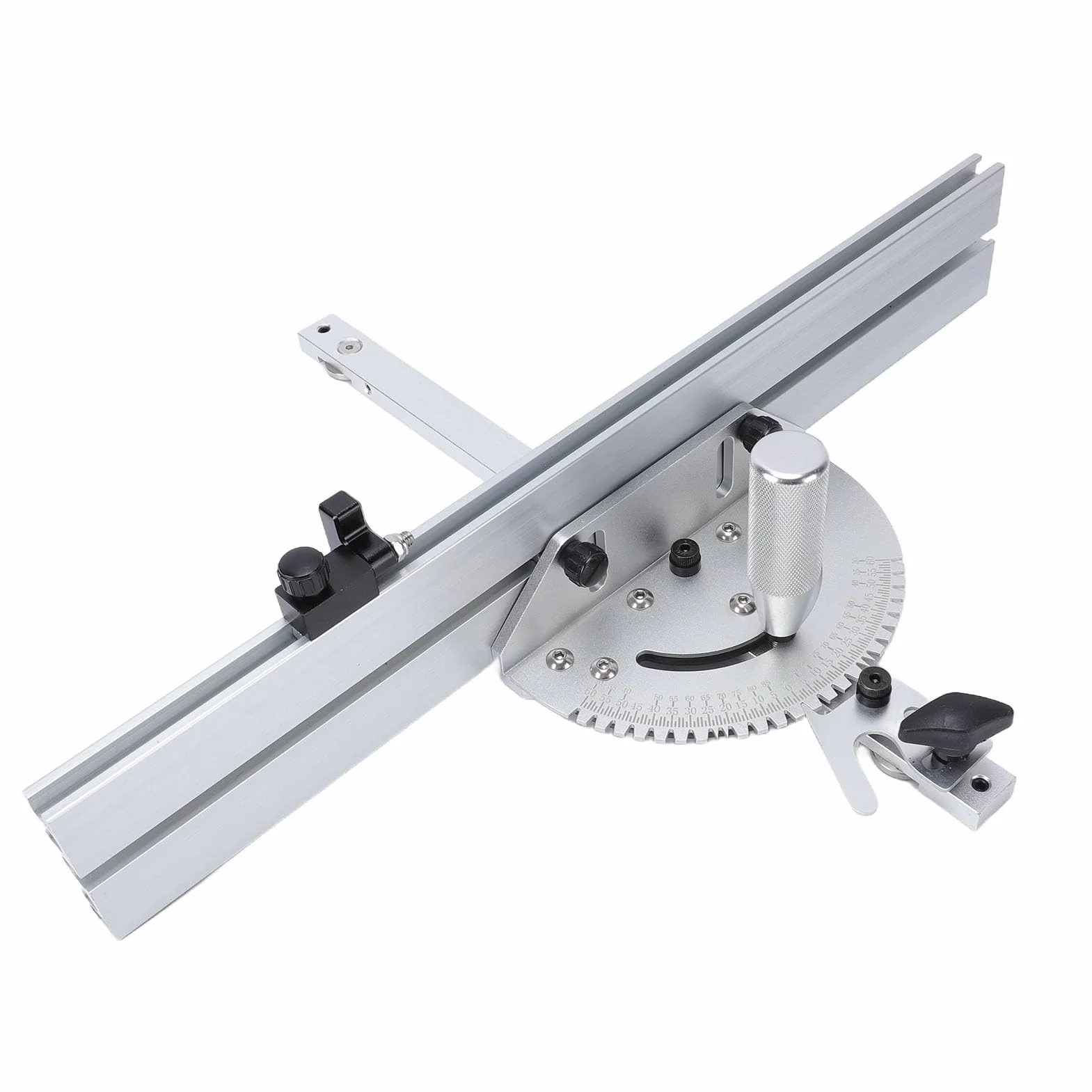 Headerbs Pilarka Stołowa ze Stopu Aluminium Miernik Kątowy 410 Mm Linijka Dociskowa z Regulowanym Kątem z Odchylanym Ogranicznikiem Szyna Ukośna 45 Stopni i Zdejmowana Płyta Podstawy do