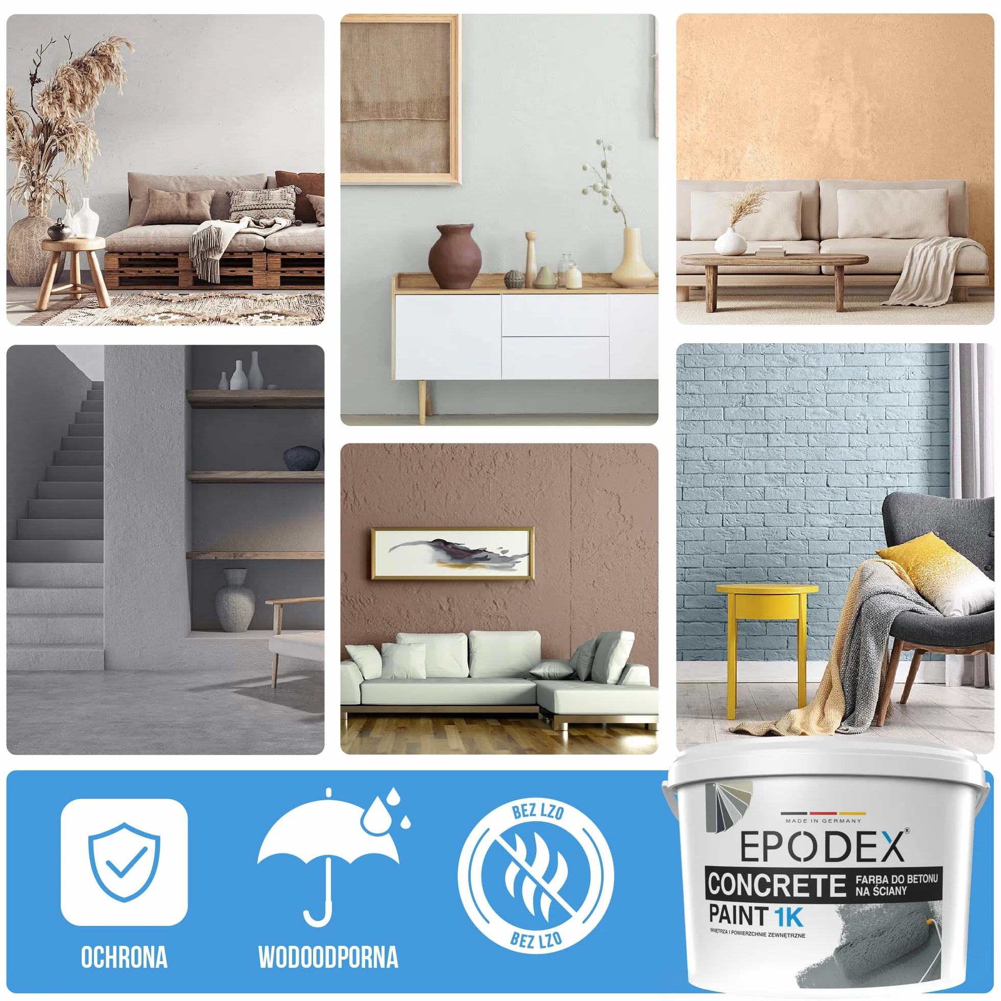 EPODEX Farba do Betonu 1K, 2kg Polar White, Odporna na UV i ścieranie