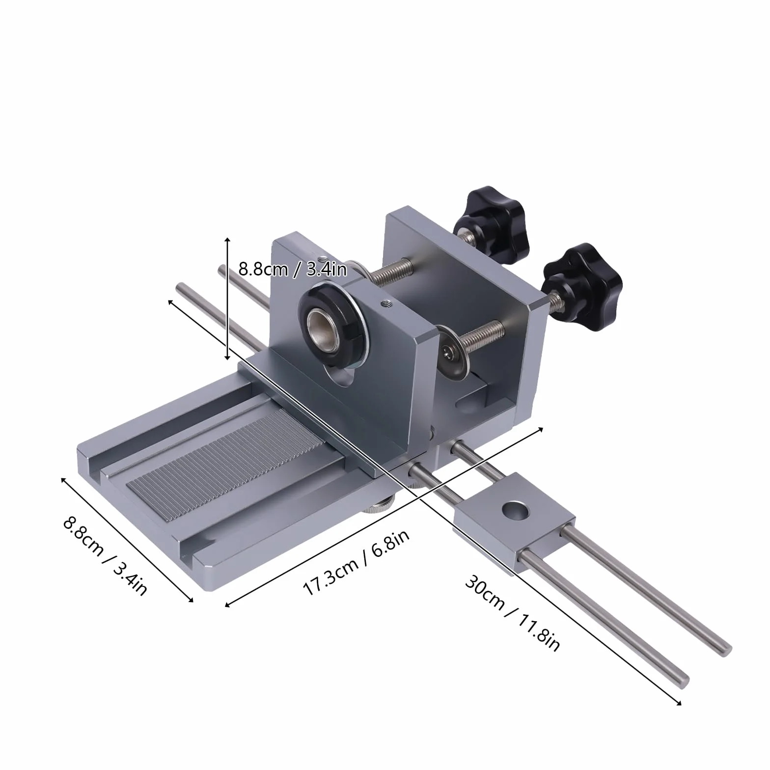 Wysoce precyzyjny szablon do wiercenia otworów z 9 gniazdami (6/8/10 mm) i skalą metryczną, ze stopu aluminium do szafek systemowych 32 mm, budowy mebli, mimośrodów i otworów na kołki