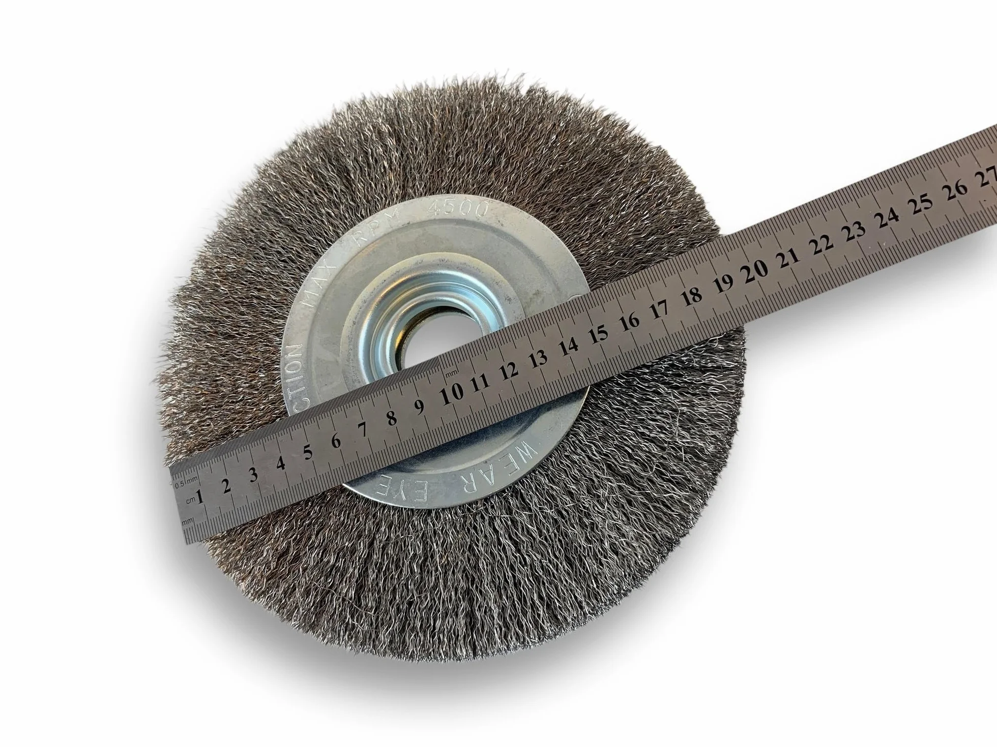 Kibros 238202IT | Nierdzewna szczotka okrągła | Ø 200 mm | Stal nierdzewna Drut falisty 0,30 | Szlifierka stołowa | Reduktor adaptera | polerowanie szlifowanie zadziorów szczotkowanie