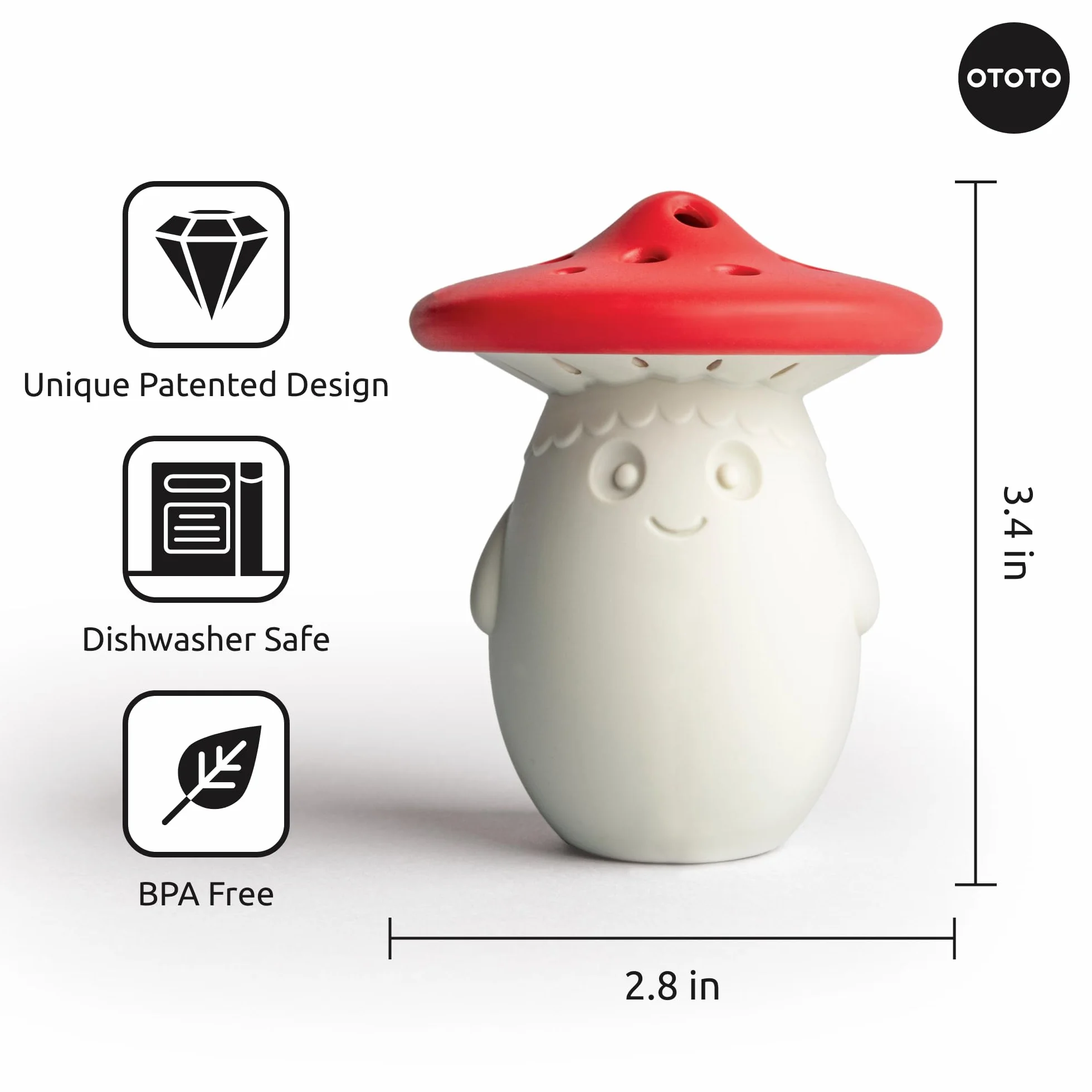 OTOTO Fun Guy Dezodorant do lodówki – eliminator zapachu lodówki klasy spożywczej, nadaje się do mycia w zmywarce i wolny od BPA, uchwyt na dezodorant do sody oczyszczonej, 7 x 7 x 8,6 cm