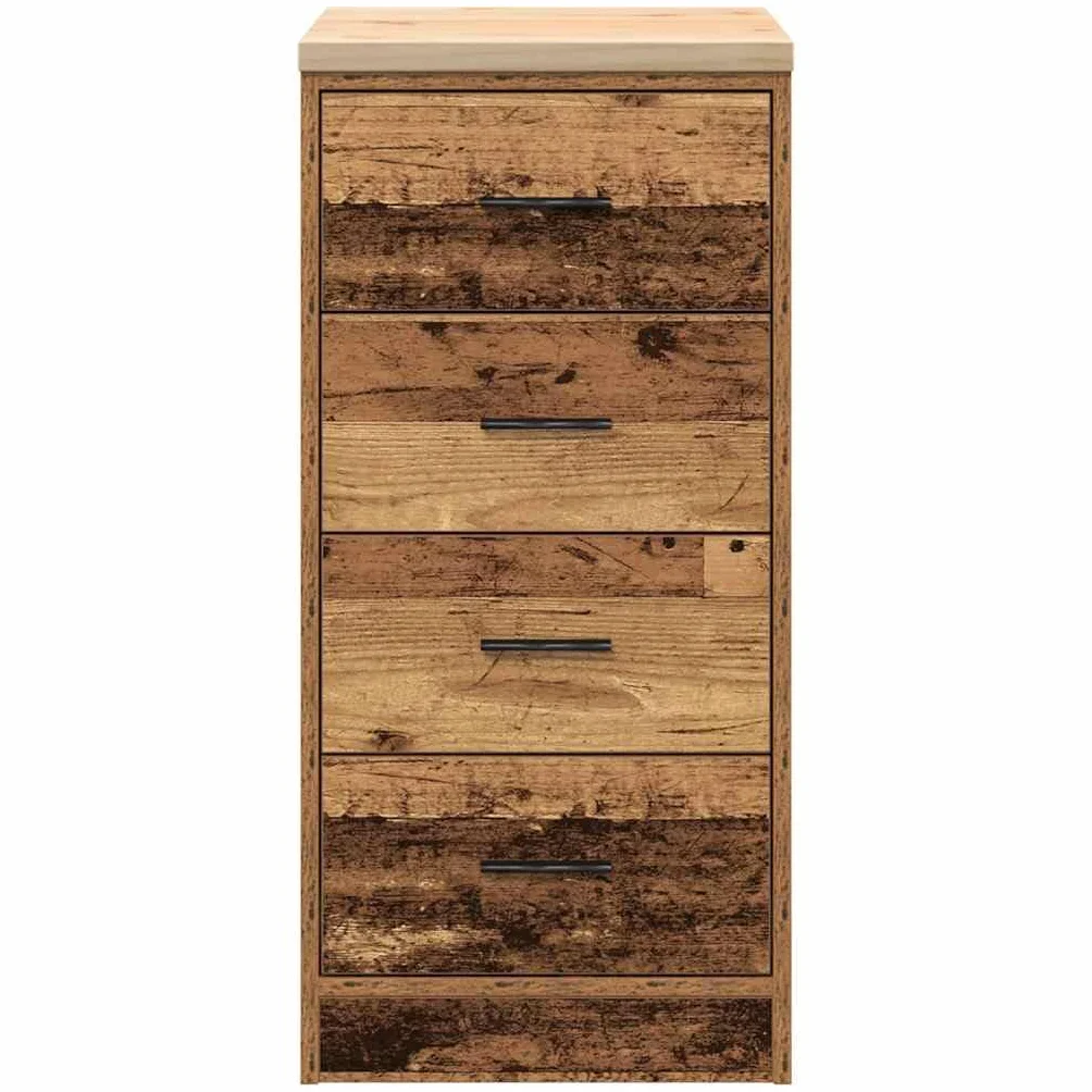 Szafka do przechowywania garażowa o wyglądzie starego drewna sosnowego z 4 szufladami 40 x 51 x 85 cm, do warsztatu, garażu i biura, do bezpiecznego przechowywania i porządnego przechowywania