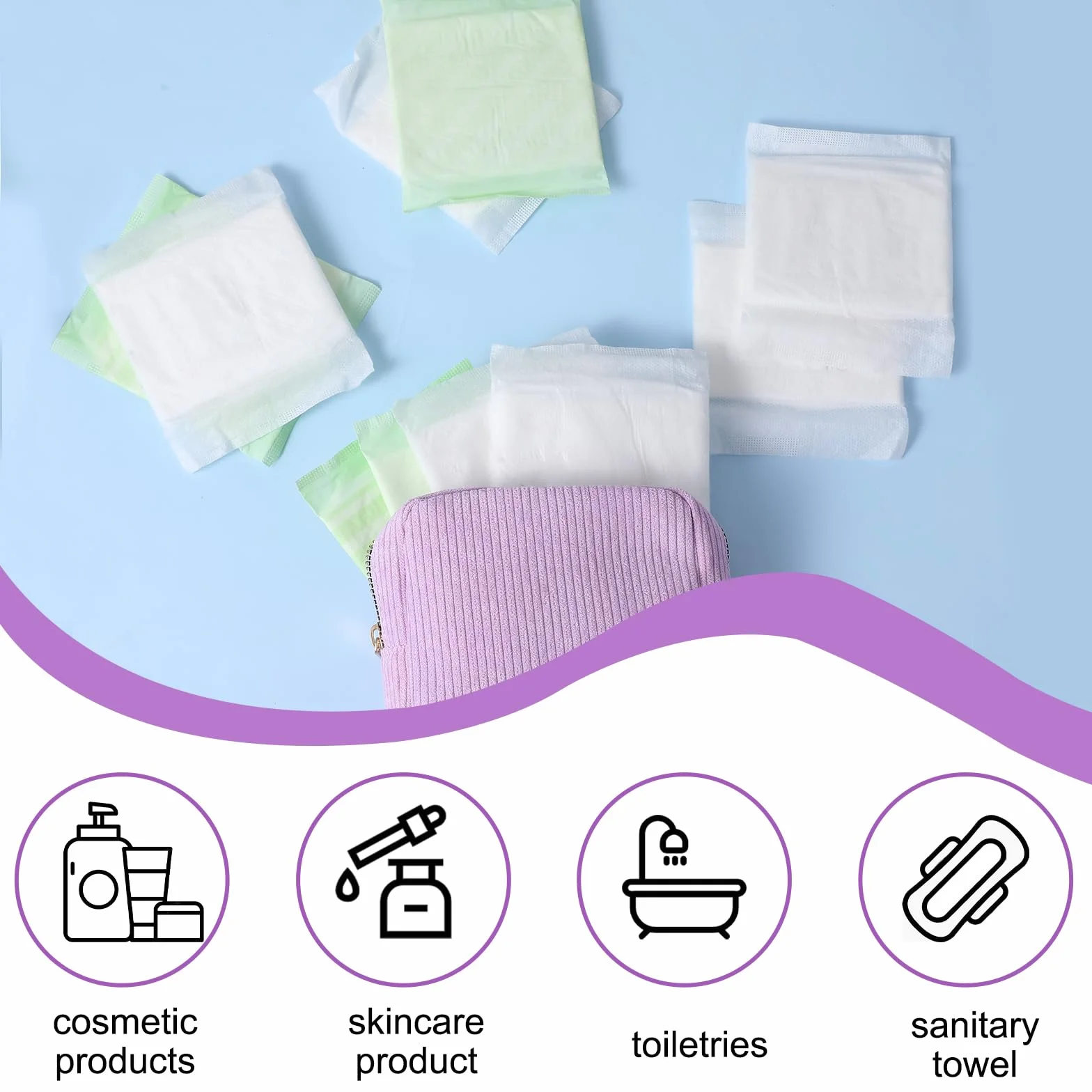 JIEYAO Sztruksowa torba do przechowywania podpasek higienicznych, przenośna torba menstruacyjna, saszetka menstruacyjna