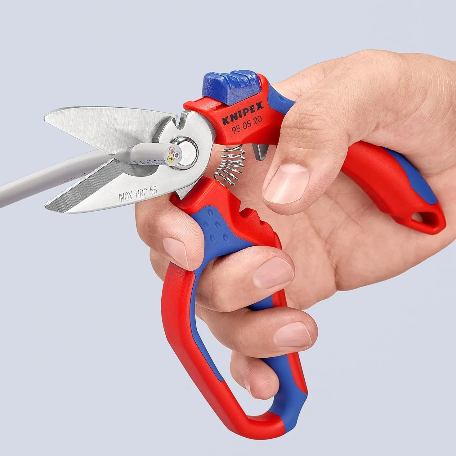 KNIPEX Nożyczki kątowe dla elektryków polerowana na wysoki połysk Z wielokomponentowymi nasadkami, wzmacniane włóknem szklanym 180 mm, 95 05 20 SB