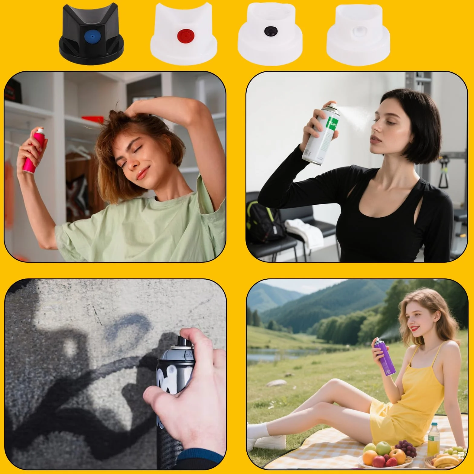Tinoaly 10 szt. Uniwersalne Nasadki Farby w Sprayu, Wymienne Końcówki do Farby w Sprayu Dysze Puszek z Rozpylaczem do Graffiti i Sztuki Tworzenia Malowania Projektów DIY