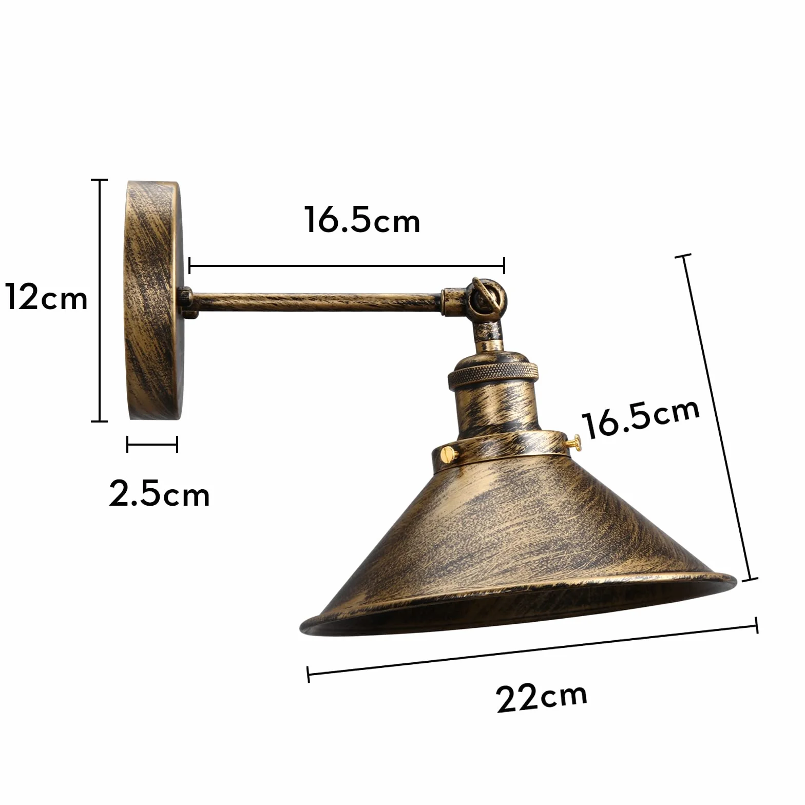 iDEGU 2 szt. Industrial Wall Lamp E27 Edison Style Metal Rotation 180° Kinkiet ścienny Vintage Lampa sufitowa do sypialni salonu kuchni korytarza, 22 cm (2 x brąz)