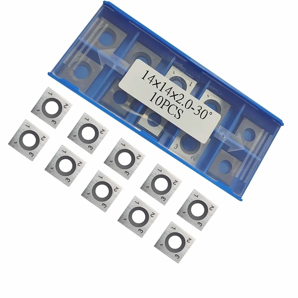 FOXBC Wymienne wkładki z węglików spiekanych 14 mm do płytek Grizzly H7319 i strugarki do frezów spiralnych Grizzly 14 x 14 x 2 mm - 10 sztuk