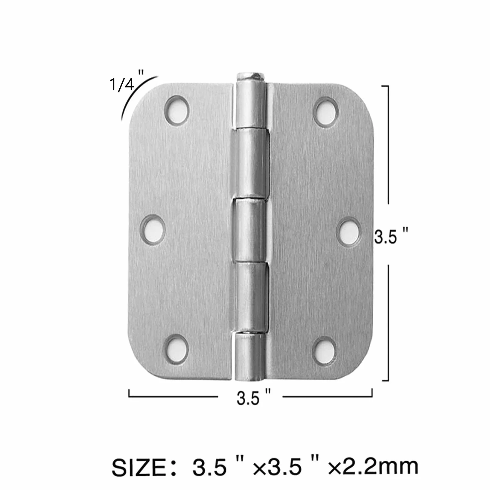 50 sztuk zawiasów drzwiowych ze szczotkowanego satynowego niklu, 3,5 x 3,5 cala 1/4 promienia narożników 2,2 mm zawiasy drzwiowe