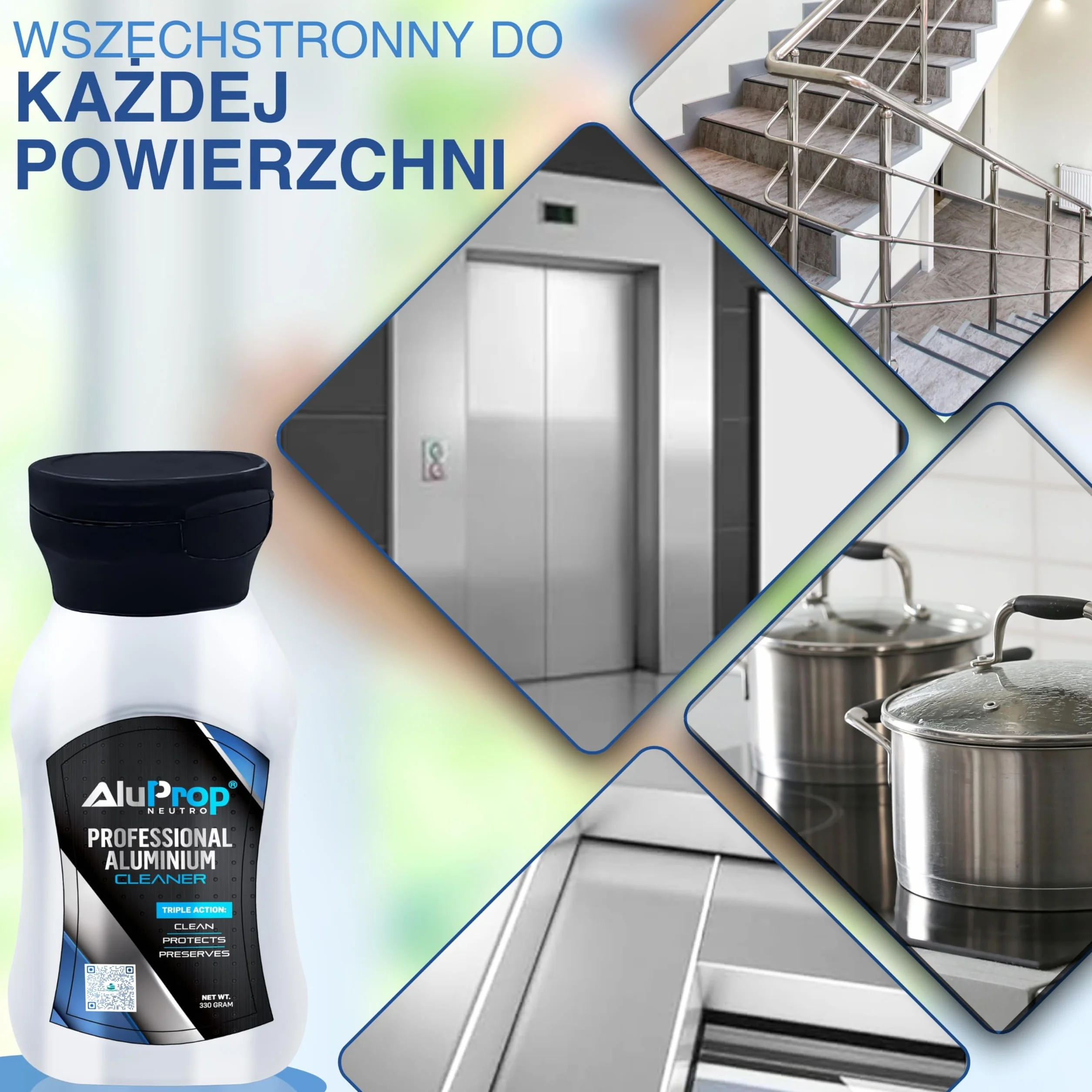 NEUTRO Profesjonalny Środek Czyszczący do Stolarki Aluminiowej Anodowanej | Idealny do Okien, Drzwi i Ram | Odbudowuje i Chroni | Formuła Bezkwasowa (330 g)