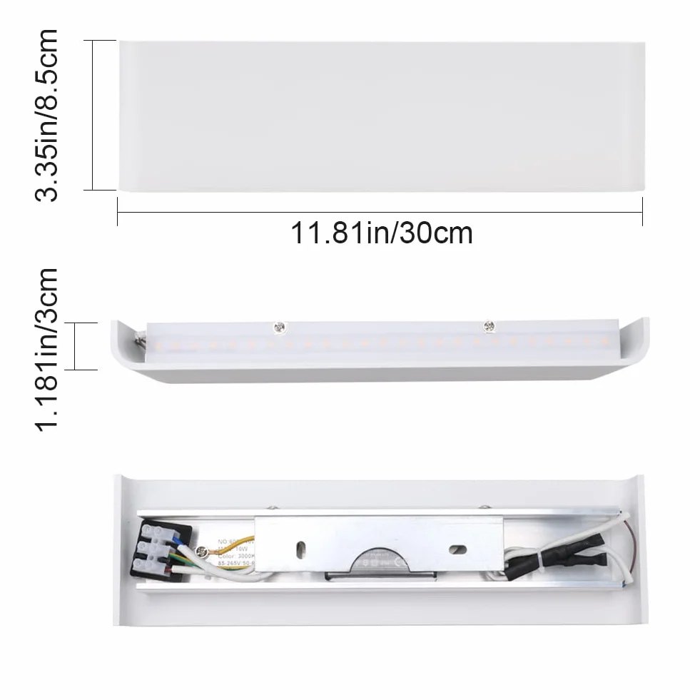 Klighten 2-pak oświetlenia lustrzanego LED, 10 W, 30 cm, lampa łazienkowa LED, IP44, 220 V, 3000 K, ciepła biel, białe