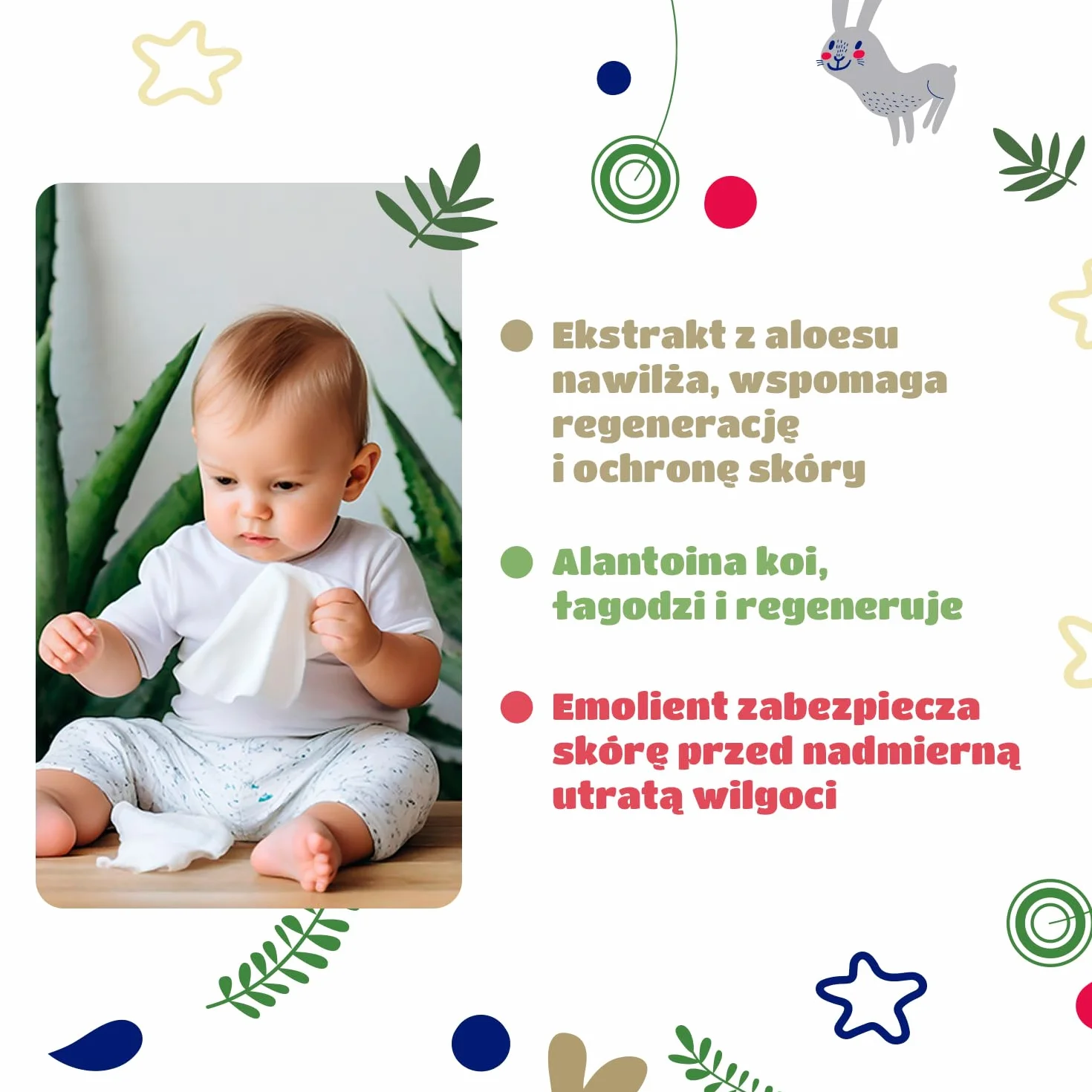 Kindii chusteczki nawilżane dla niemowląt i dzieci Natural Balance - działanie ochronne, nawilżające, regenerujące - delikatny zapach - zawierają alantoinę, emolienty - aloes - neutralne pH - 60 sztuk