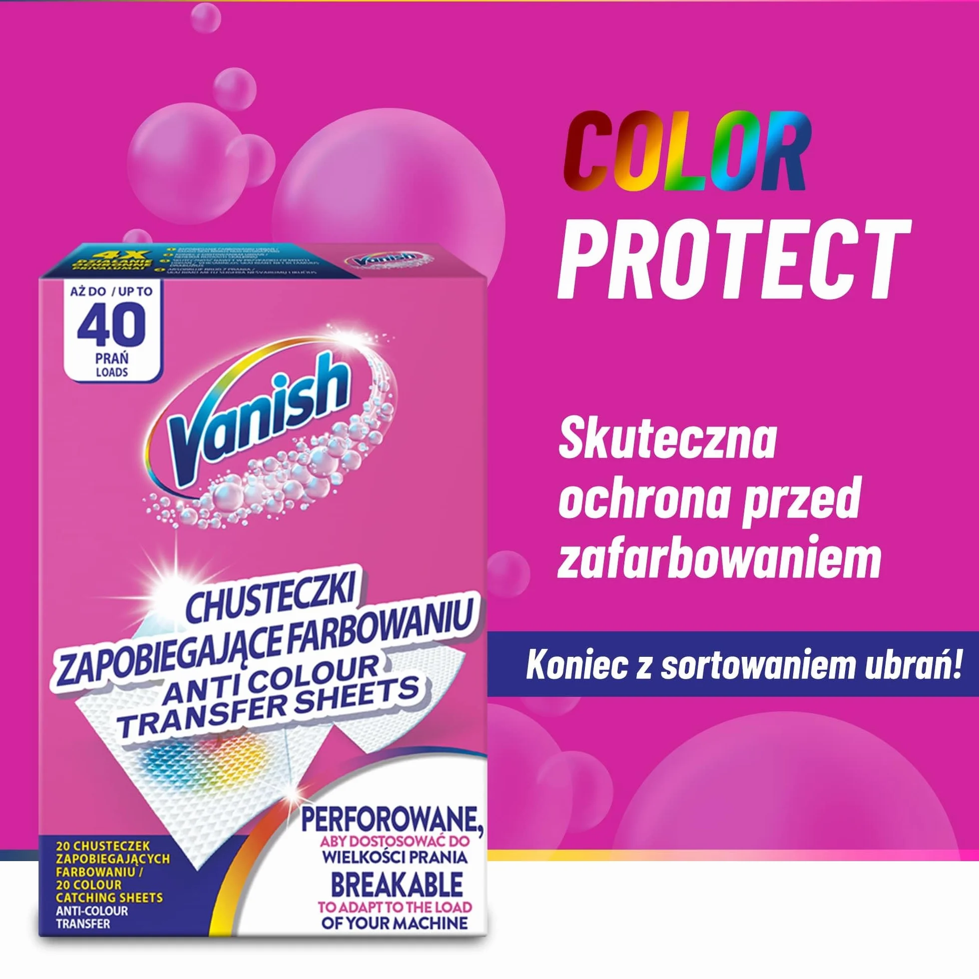 Vanish Gold Color Protect Chusteczki Zapobiegające Farbowaniu (40 prań)