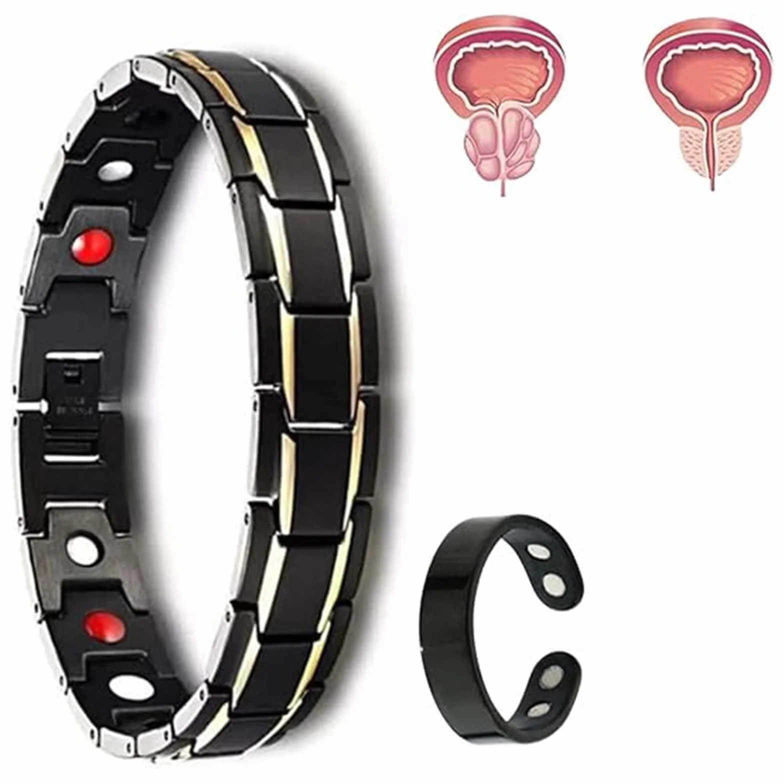 CopperPulse opaska wellness prostaty pierścień, miedziana opaska wellness prostaty + Coppermag pierścień terapeutyczny prostaty, miedziany pierścień + opaska na nadgarstek dla mężczyzn