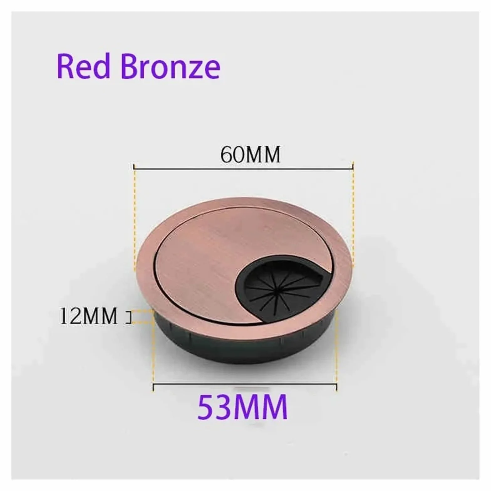 1/2/4/8 szt. blacha na biurko ze stopu cynku 50/53/60/80 mm osłona na kabel do organizera (53 mm czerwony brąz, 4 szt.)
