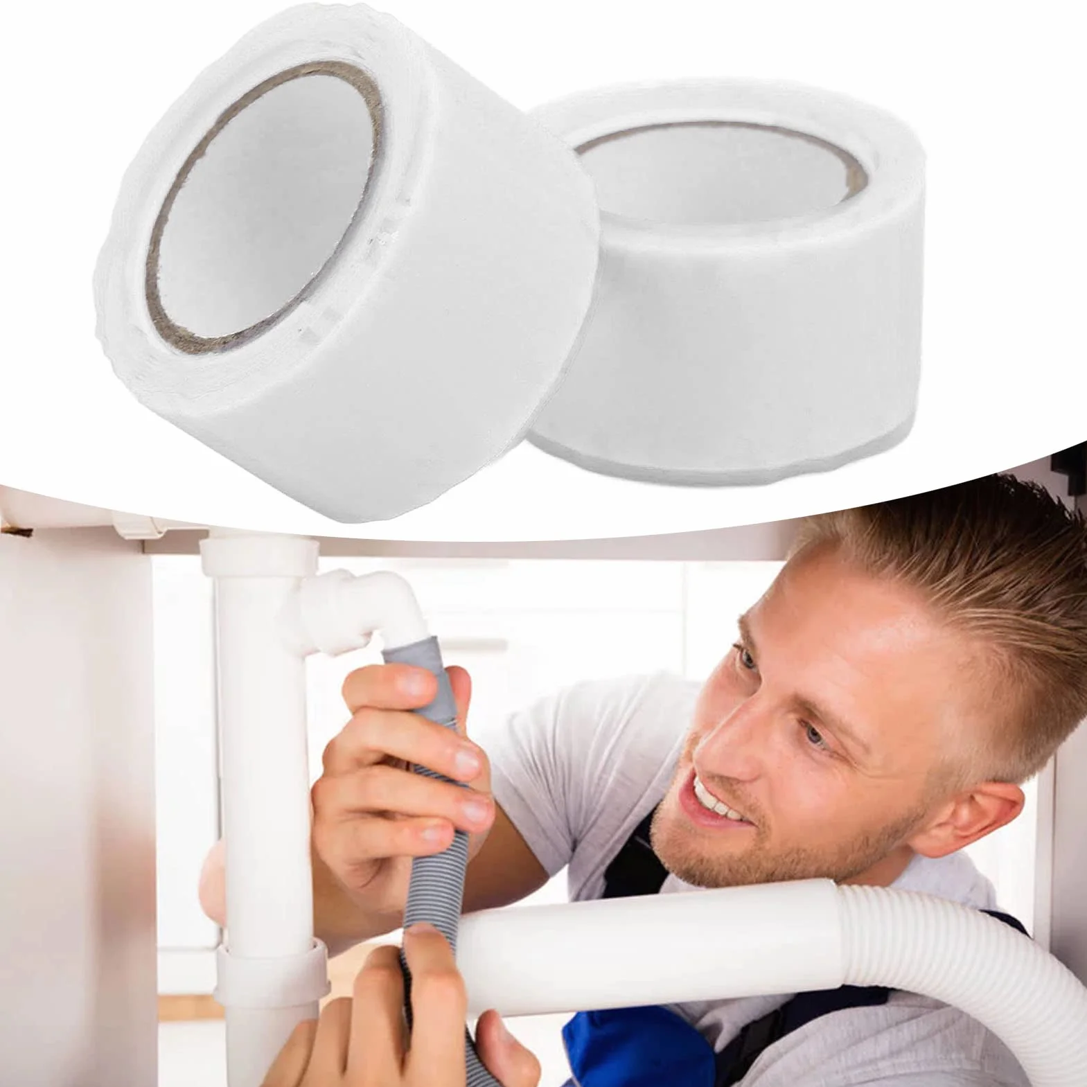 RIZGHWOY Wodoodporna taśma silikonowa do naprawy rur wodnych - bezpieczna i przyjazna dla środowiska, dobra izolacja, 2 szt. (WHITE)
