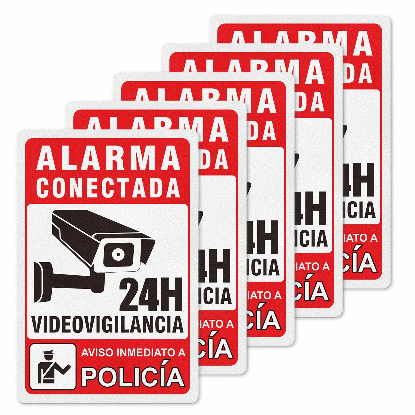 Naklejki Security Alarm - Sygnał Strefy Nadzoru Wideo - Plakaty Samoprzylepne Materiał Winylowy 20X30CM - 5 szt