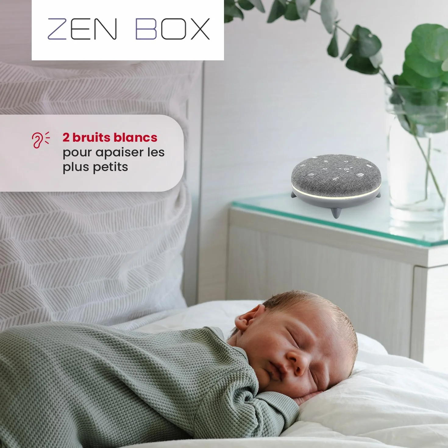 TERRAILLON ZEN BOX Biała Maszyna do Szumów z 7 Kojącymi Dźwiękami Bluetooth 8 Jasnych Nastrojów 30-60-90 min USB-C