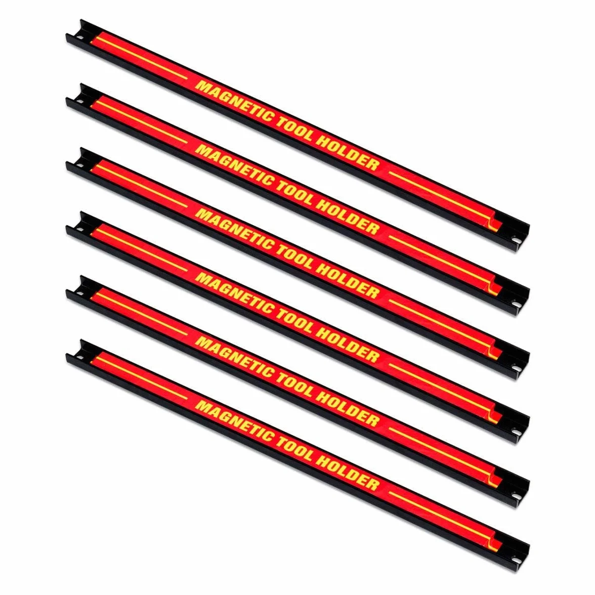 Zestaw narzędziowych listew magnetycznych GIANTEX, 6 szt., 46 cm, szyna magnetyczna, ścianka z uchwytami magnetycznymi Materiał montażowy, listwa magnetyczna, narzędzia, magnes, listwa narzędziowa, uchwyt magnetyczny, warsztat, czerwona