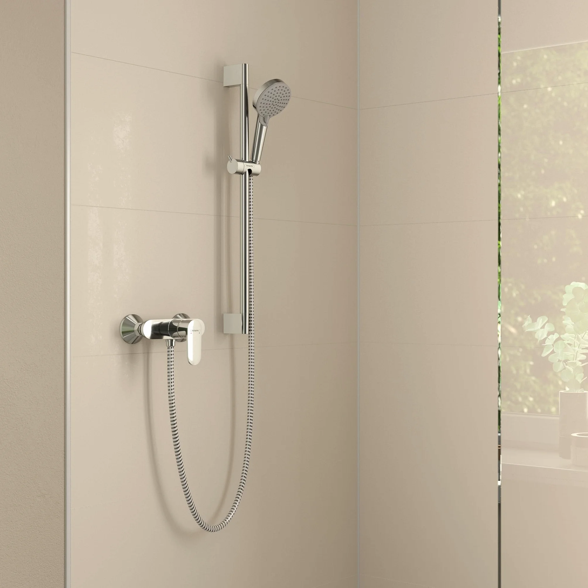 hansgrohe Vivenis Jednouchwytowa bateria umywalkowa ścienna do montażu podtynkowego z wylewką 19,2 cm, element zewnętrzny chrom, 75050000