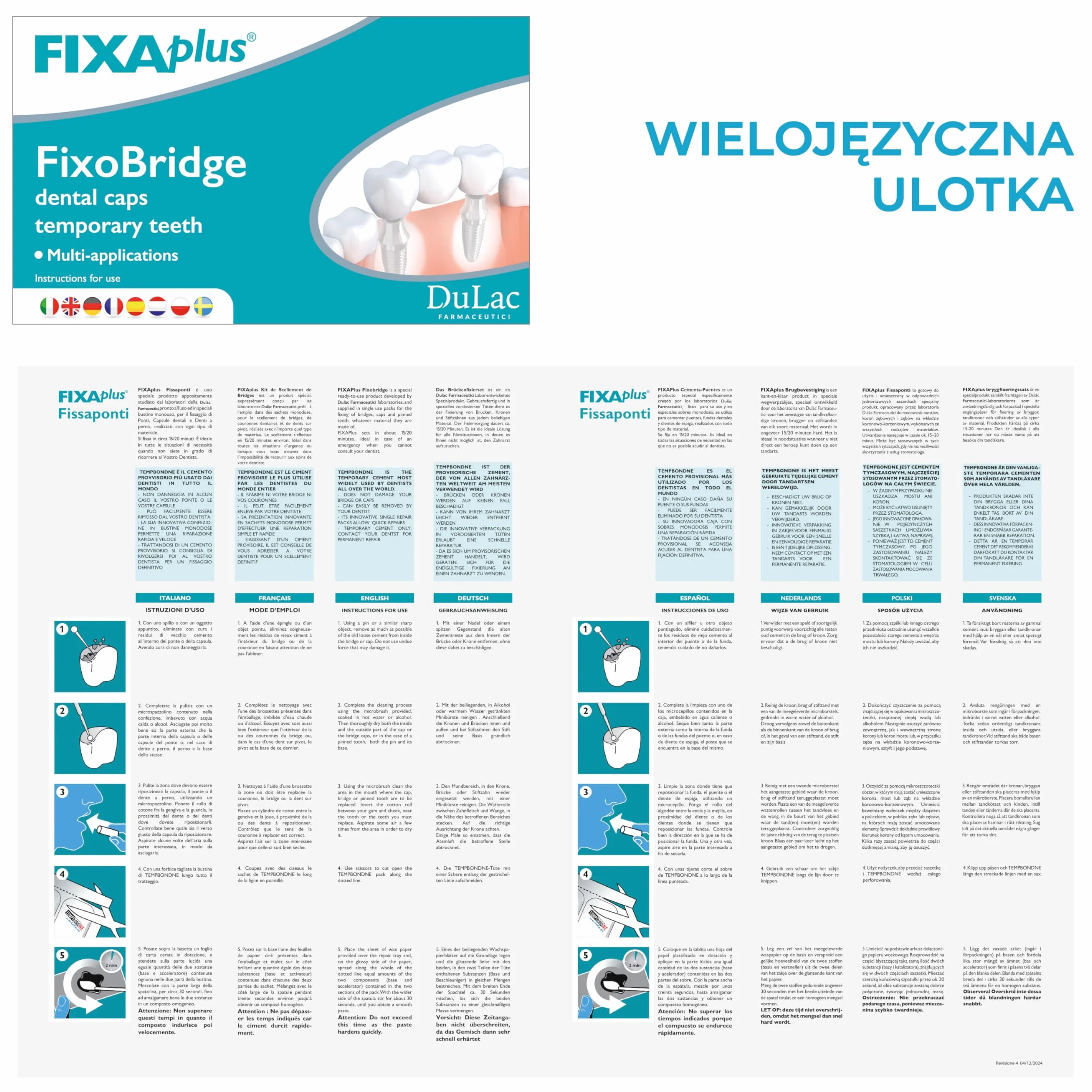 Zestaw tymczasowego cementu dentystycznego, do wielokrotnego stosowania i maksymalnej przyczepności, do mocowania mostów i kapsułek dentystycznych, zestaw naprawczy do mostów, Made in Italy z Temp BondNE