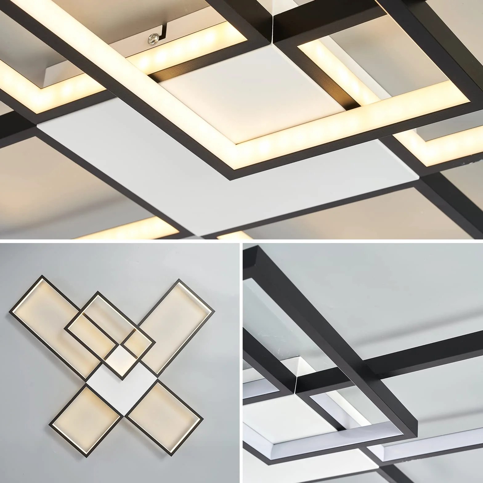 Kwadratowe wzory aluminiowe Oświetlenie Sufitowe LED, Możliwość Przyciemniania podtynkowy żyrandol sufitowy z pilotem do Salonu Jadalnia Sypialnia Kuchnia