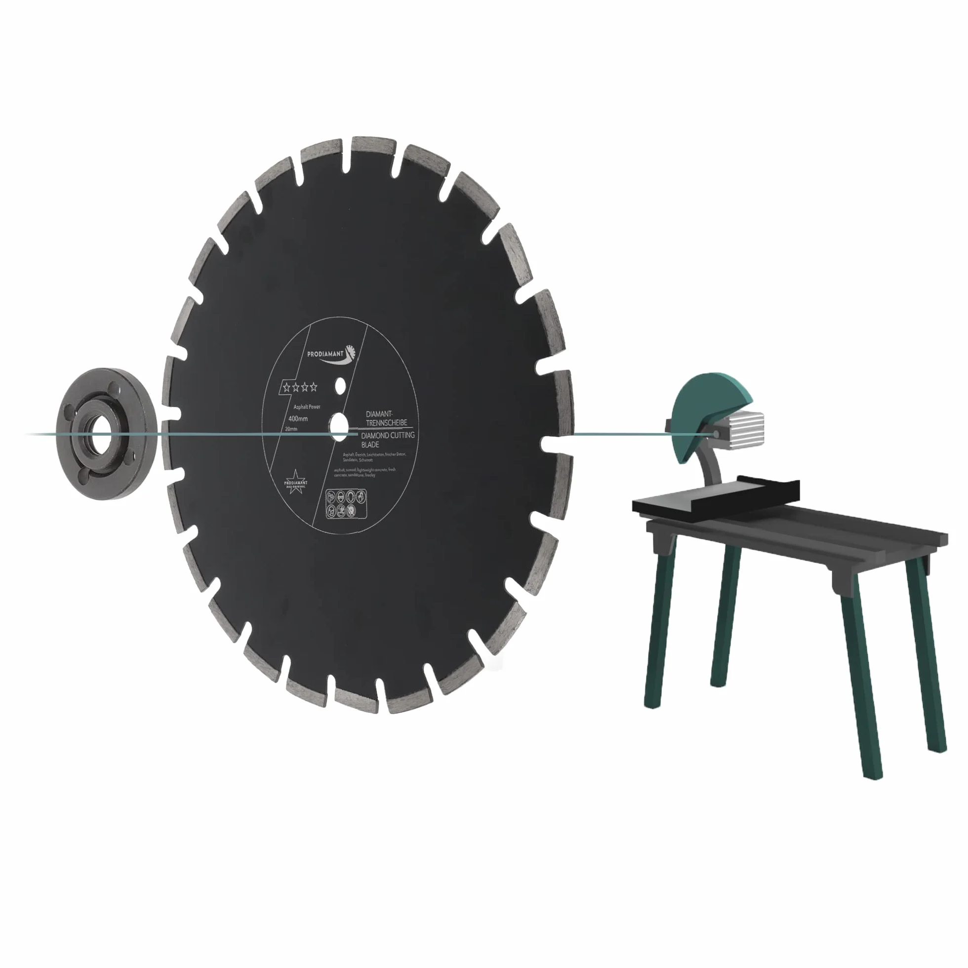 PRODIAMANT Tarcza diamentowa 400 mm x 20 mm ścierna do dróg, asfaltu, jastrychu, lekkiego betonu, świeżego betonu, piaskowca i szamotu
