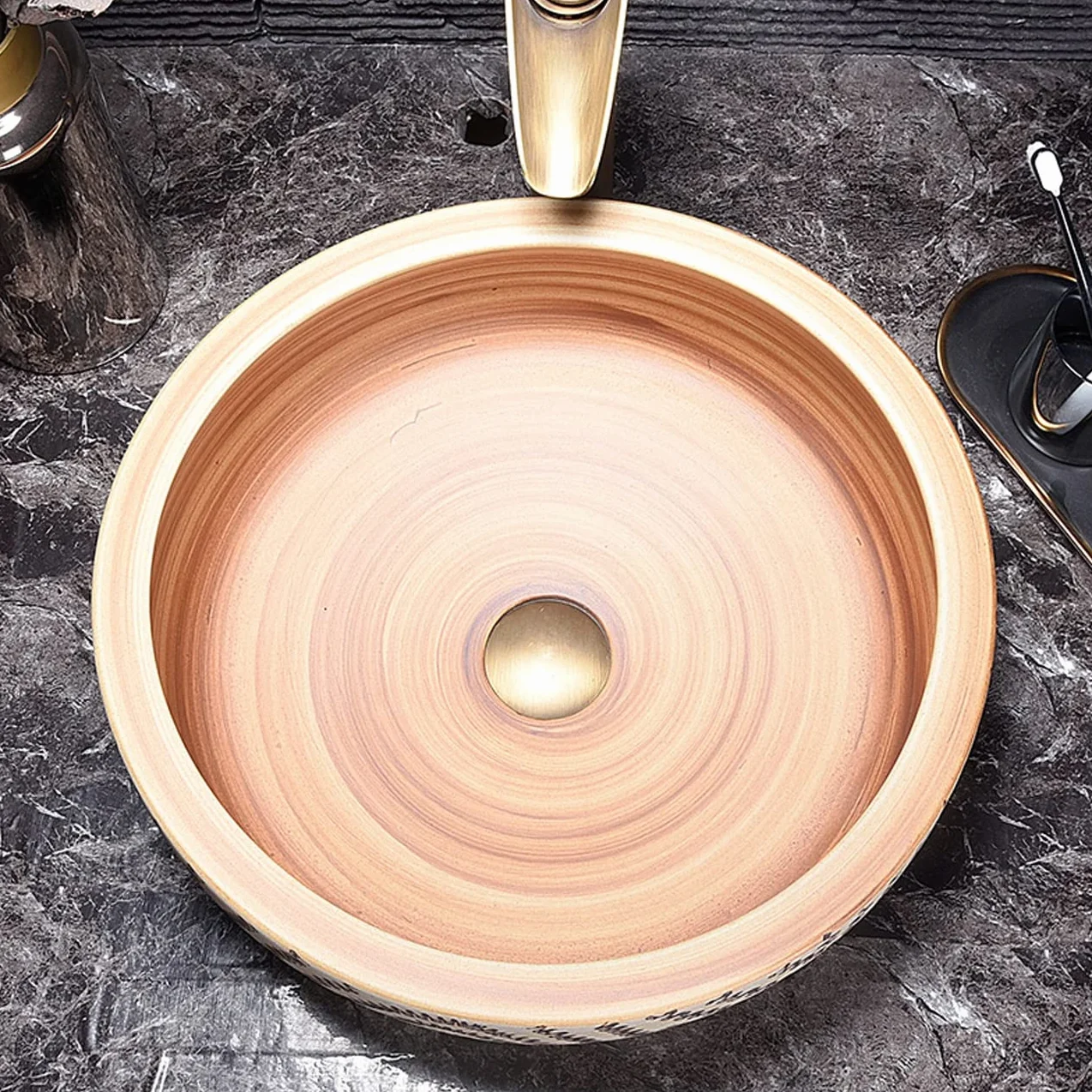 Ceramiczna Umywalka Nablatowa, Minimalistyczna, Artystyczna Umywalka Nablatowa Z Kranem I Odpływem, Jeden Kolor, Jeden Kolor