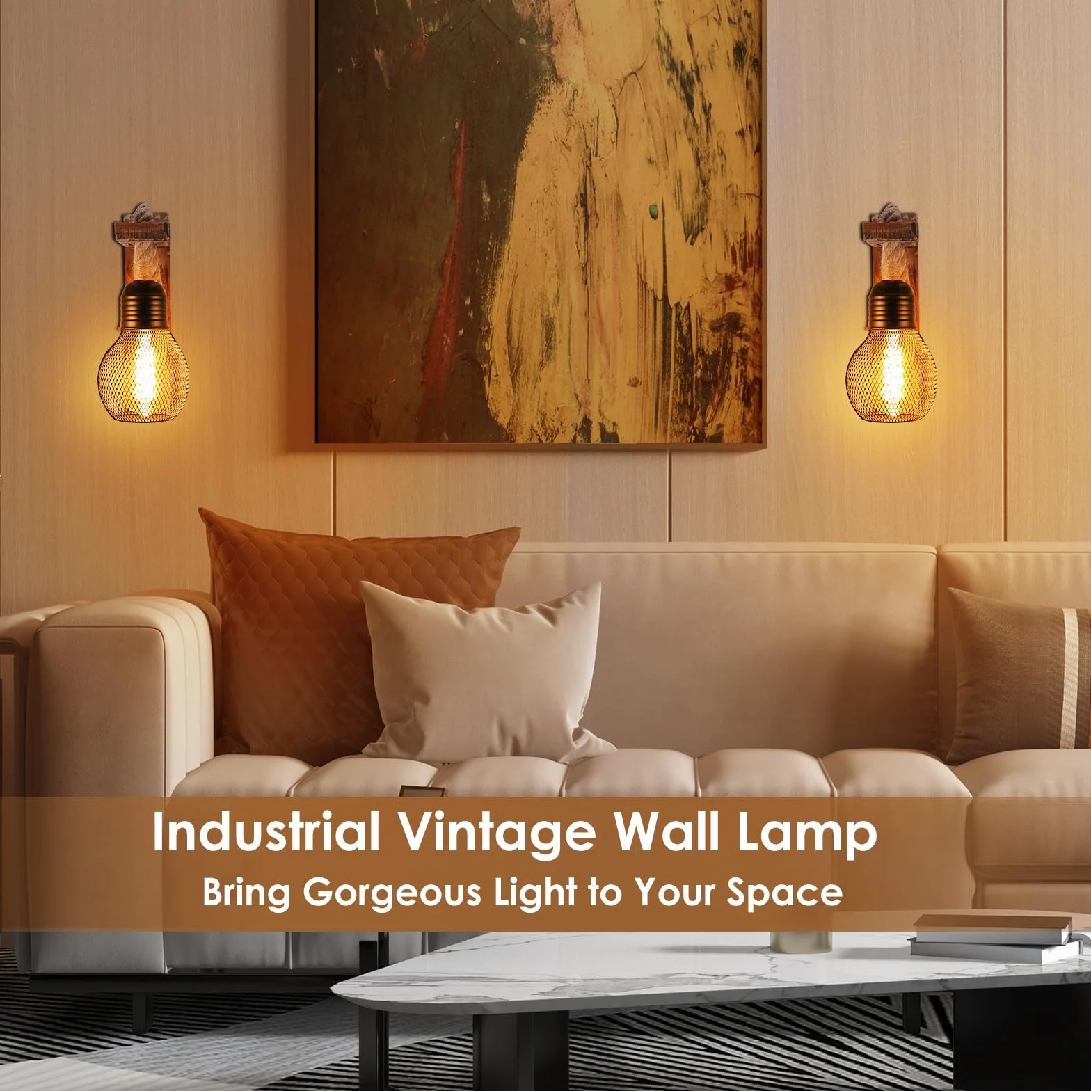 Drewniana lampa ścienna do wnętrz, E27 LED lina konopna, lampa ścienna z kloszem, industrialna lampa ścienna w stylu vintage, lampa ścienna do wnętrz, w stylu retro, do korytarza, sypialni
