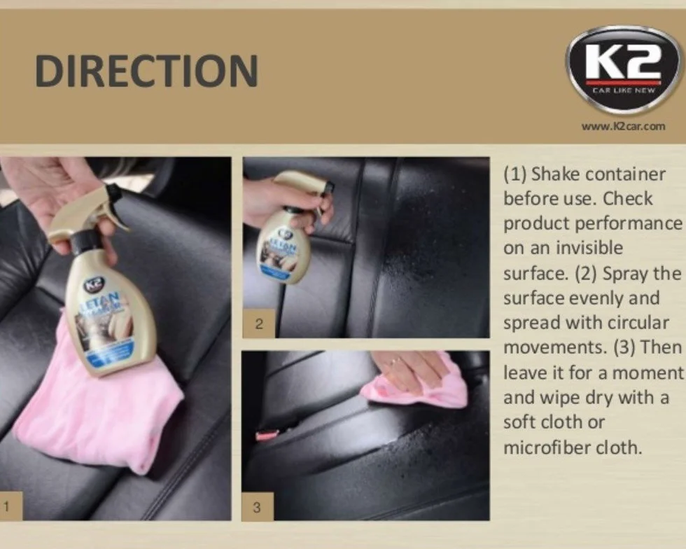 K2 - Środek do czyszczenia skóry i balsam, łatwy w użyciu, szczytowy zapach, butelka z rozpylaczem 200 ml