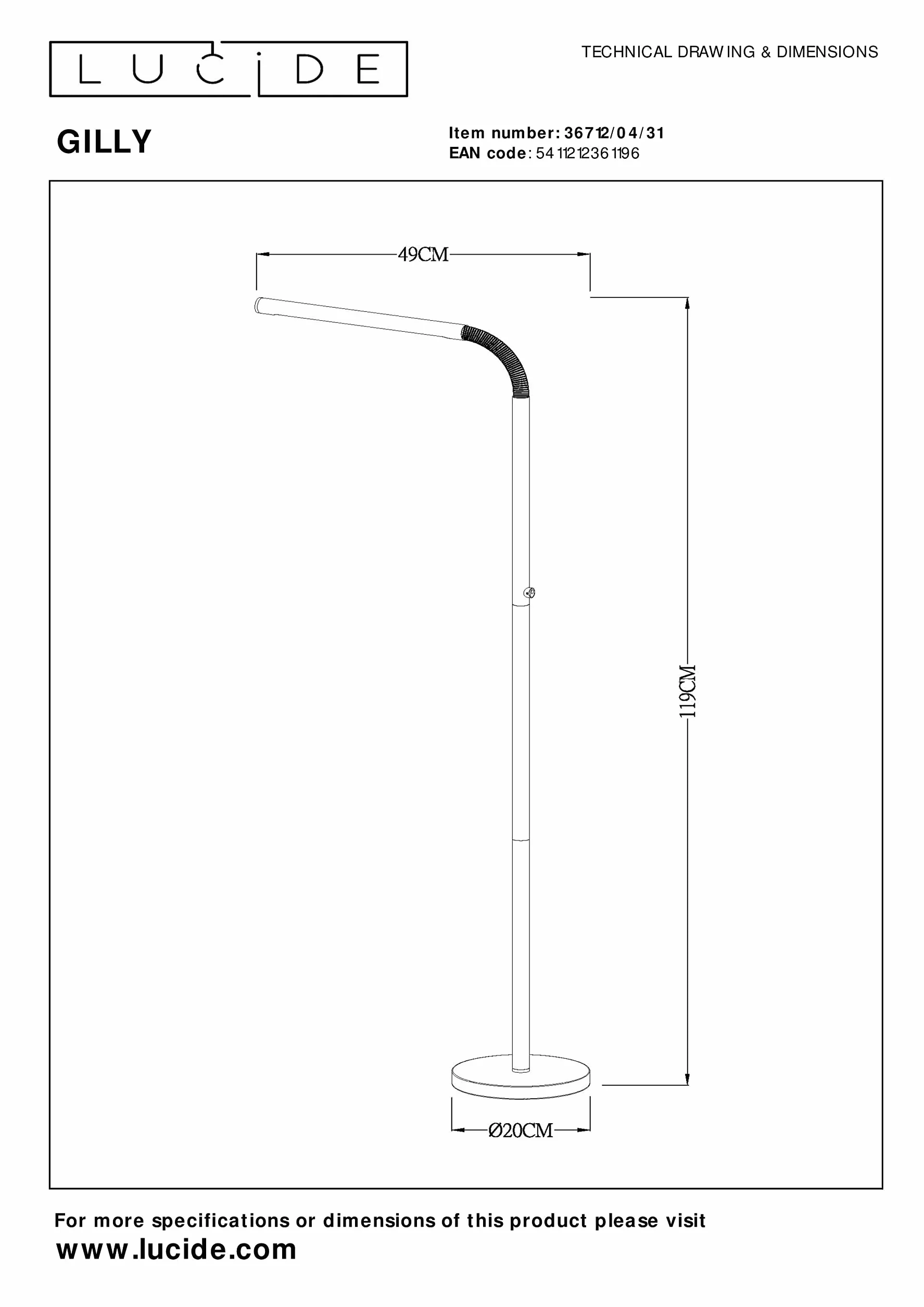 Lucide GILLY - Lampa stojąca/lampka do czytania - Bateria - LED Dim. - 1x3W 2700K - Biały