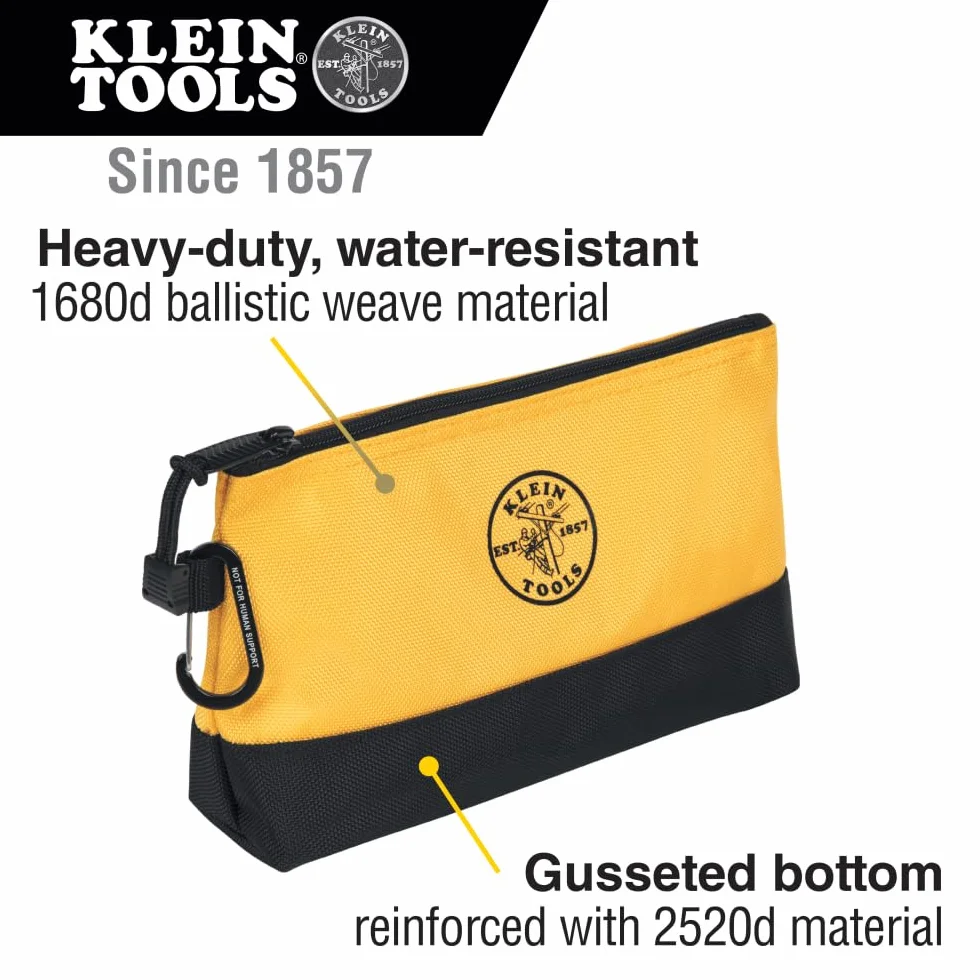Klein Tools 55569 stojąca torba na narzędzia z zamkiem błyskawicznym, wzmocnione dno, wodoodporna 1680d, 5-pak