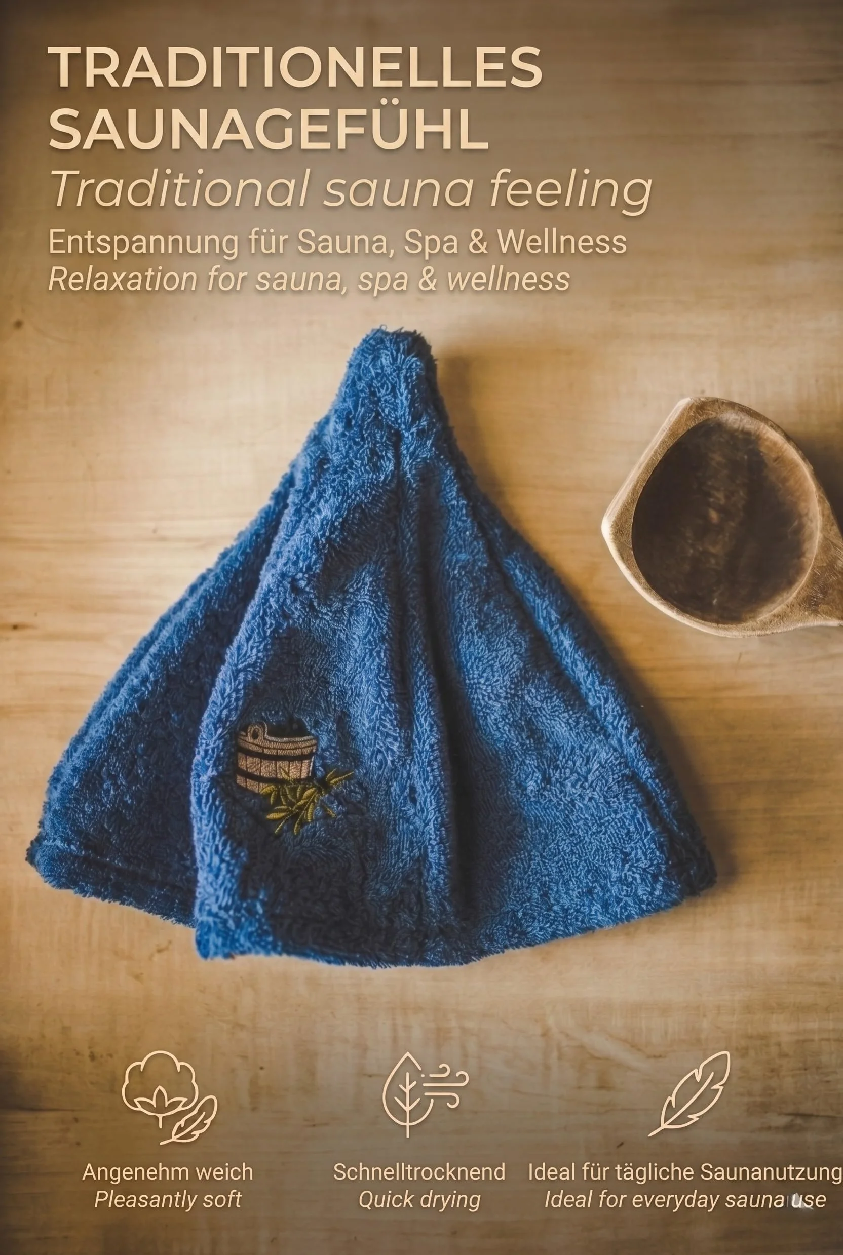 Kapelusz do sauny 100% bawełna z haftem czapka wellness