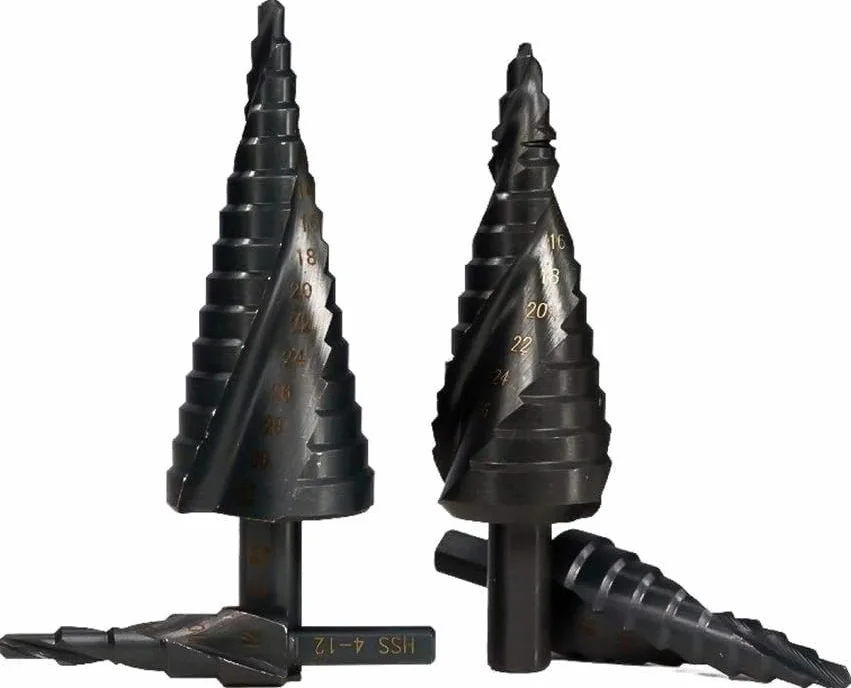 Wiertła do metalu, wiertło stopniowe z rowkiem spiralnym, wiertło stożkowe stopniowe ze stali HSS kobaltowej, powlekane azotkiem drewno/metalowe wiertło do otworów, wiertło stopniowe ze spiralnym rowk