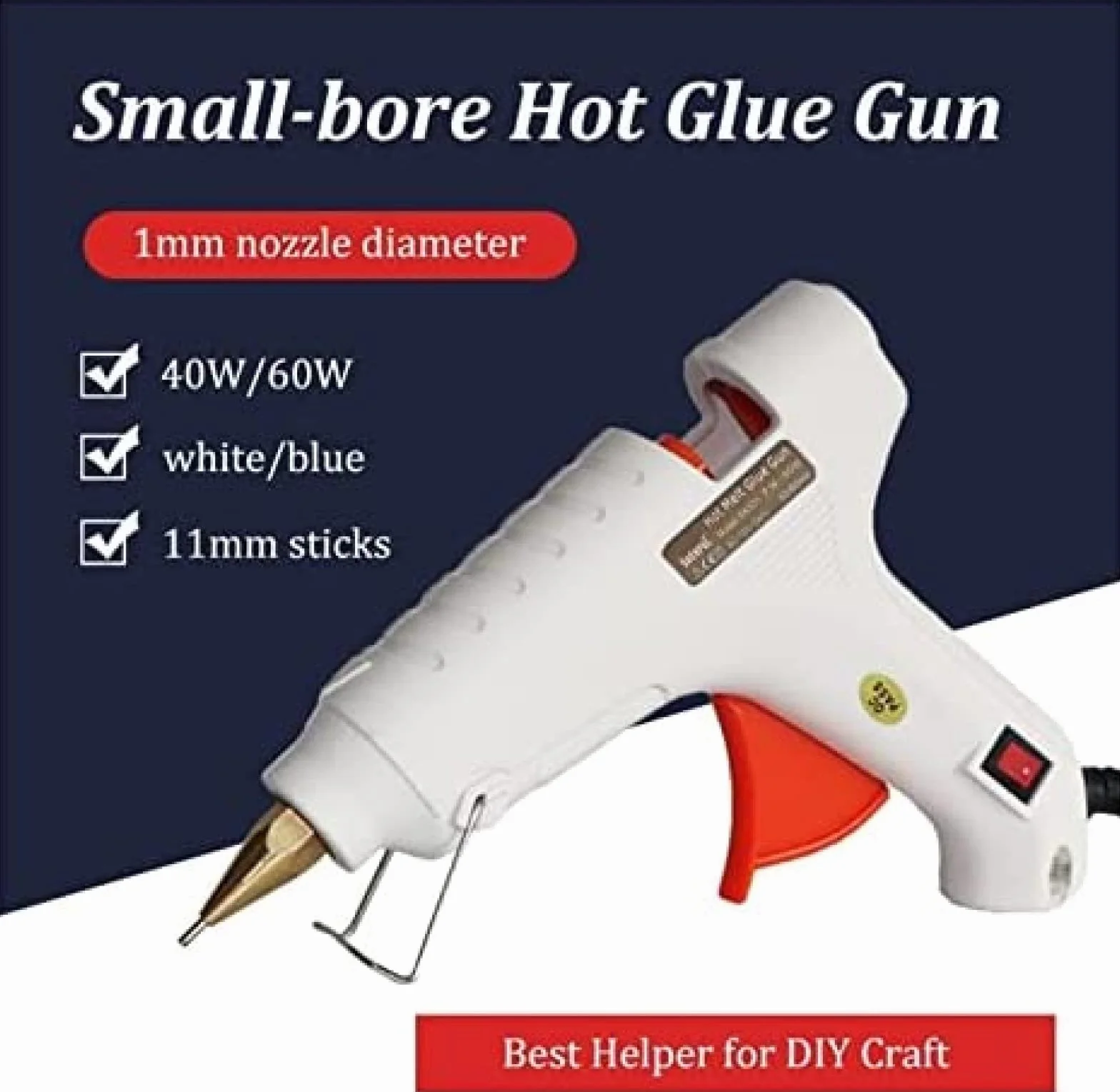 Bezprzewodowy pistolet do klejenia na gorąco 40 W/60 W z dyszą z czystej miedzi i włącznikiem/wyłącznikiem, zawiera patyczki do kleju 11 mm - idealny do majsterkowania i napraw