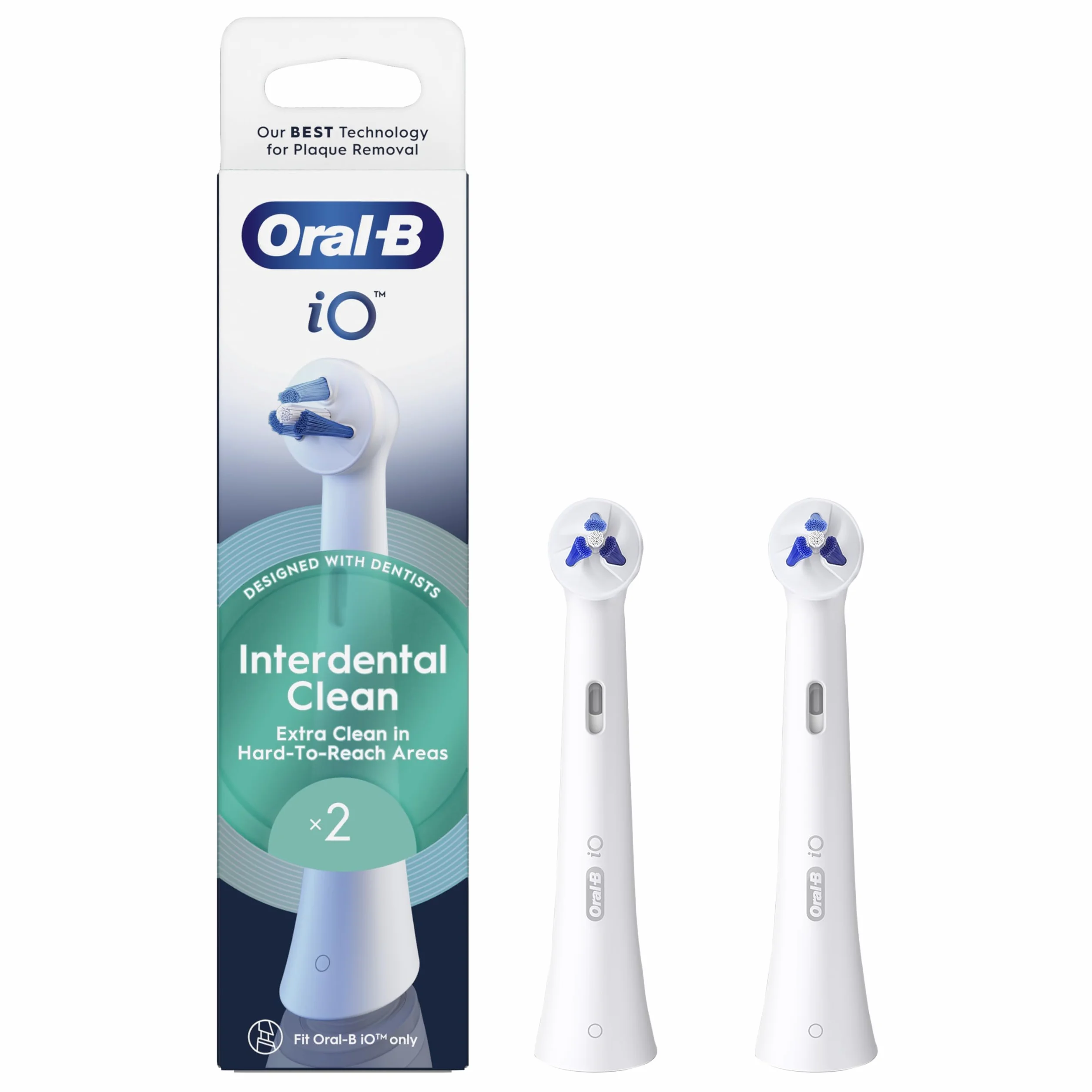 Oral-B iO Interdental Clean, autentyczne okrągłe szczotki, odpowiednie do aparatów ortodontycznych, implantów i źle ustawionych zębów, x2