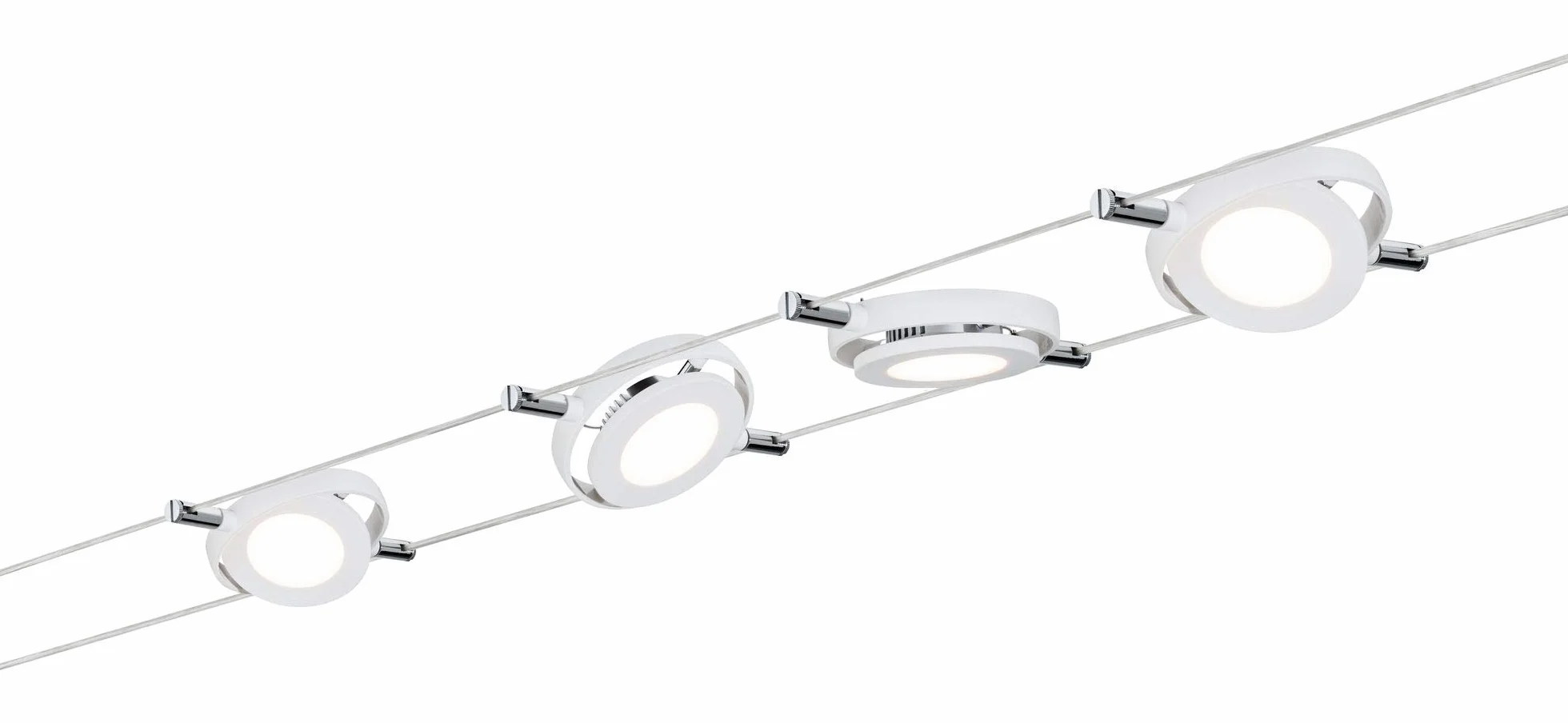 Paulmann 94105 System Linowy Roundmac Zestaw Rozszerzalny Ciepły Biały 4X4W Led Biała Matowa Lampa Wisząca Linowa,Biały Mat,5000 X 160 X 24 Cm, 16.0 Watts