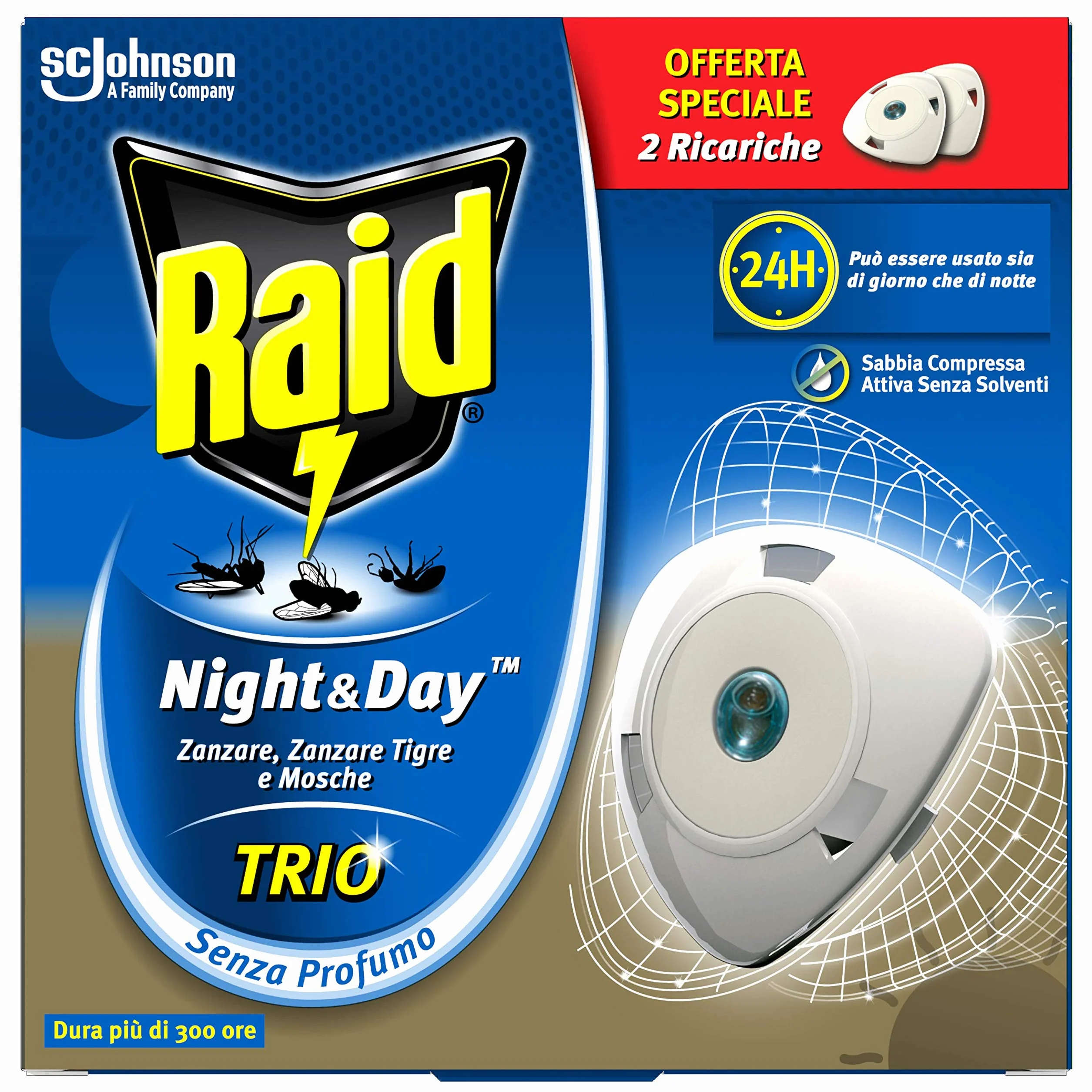 Raid Night & Day Trio Komary tabletka piaskowa 2 sztuki