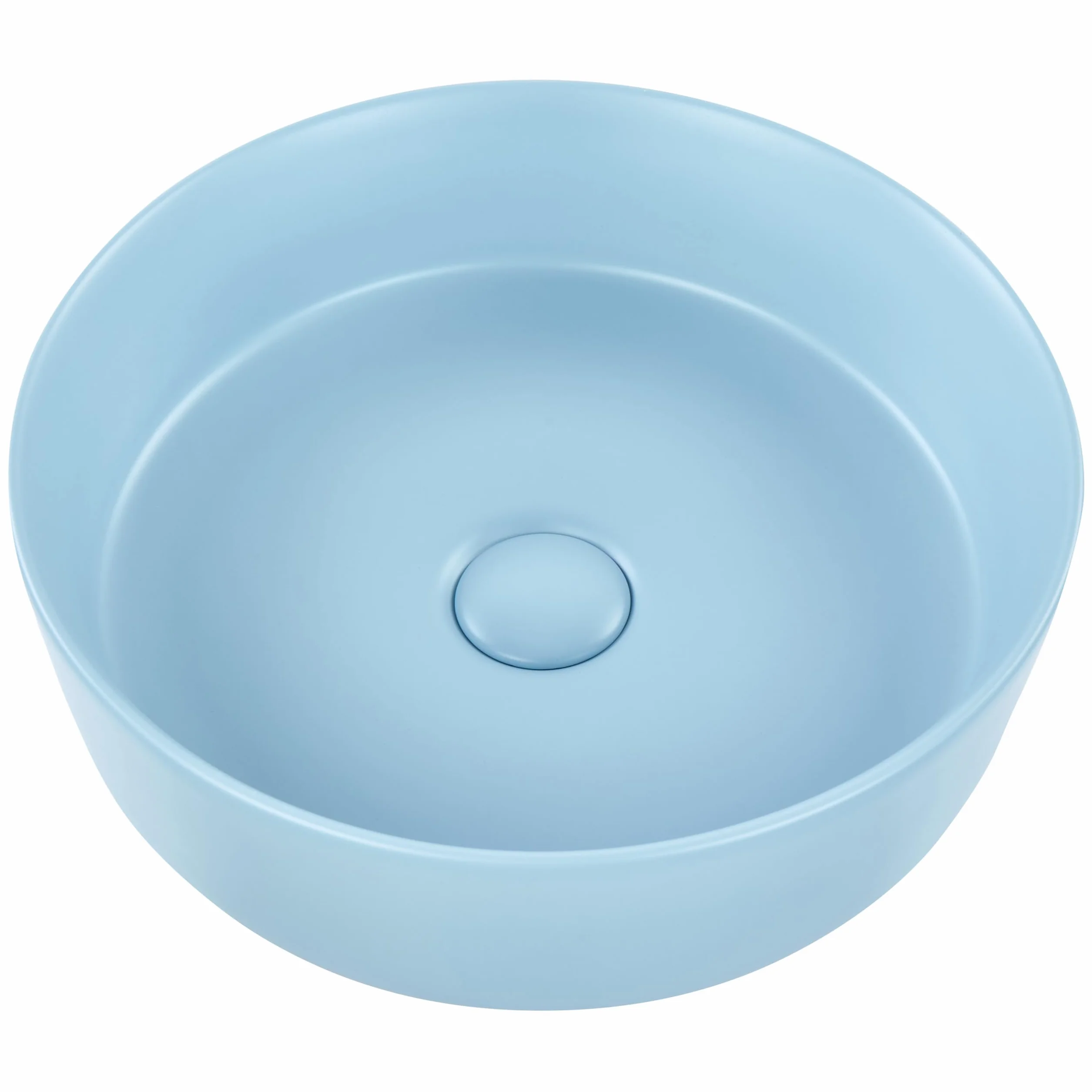 Umywalka łazienkowa nablatowa ceramiczna mat okrągła 37 cm niebieska Gudar