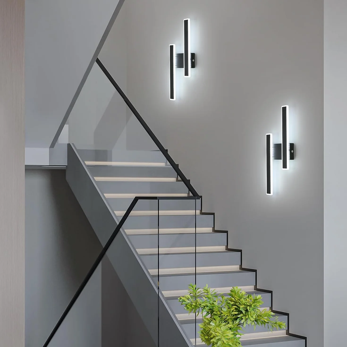 Comely Kinkiet Wewnętrzny LED, 32W 3600LM Czarna Nowoczesna Lampa Ścienna, 3 Temperatury Barwowe Oświetlenie Wewnętrzne Lampa Nocna Ledowa Lampa Ścienna Do Salonu Sypialni Biura Schodów