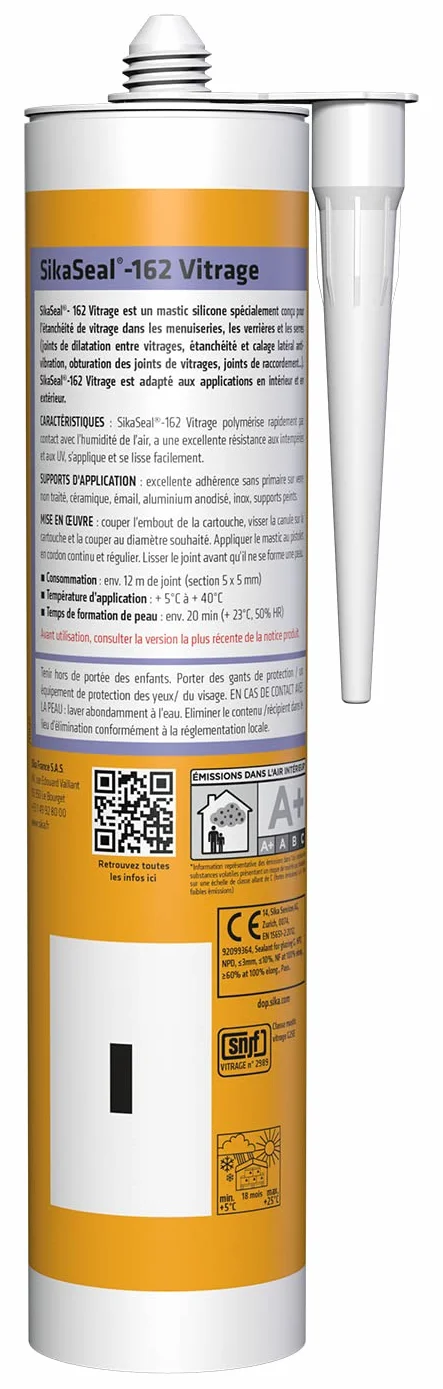 SIKA - SikaSeal-162 szklenie, białe, specjalny uszczelniacz silikonowy spoiny szybowe, werandy, szklarnie i płytki, wewnątrz i na zewnątrz, 300ml