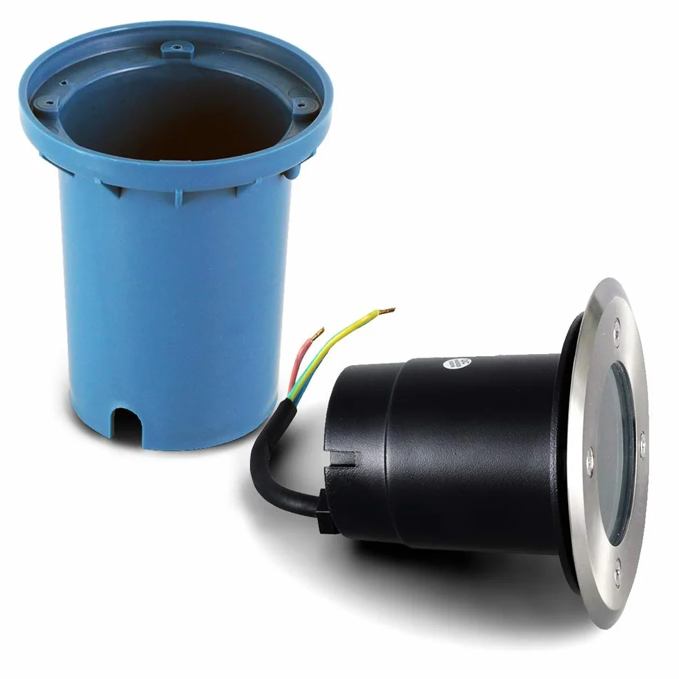 Kwazar Luminaire - Oprawa Najazdowa - Lampa Zewnętrzna Wpuszczana Okrągła GU10 max. 35W, IP67, Odporna na Obciążenie do 3,5 t - z Puszką Montażową - do Oświetlenia Tarasu, Ogrodu i Ścieżek - FOLIO