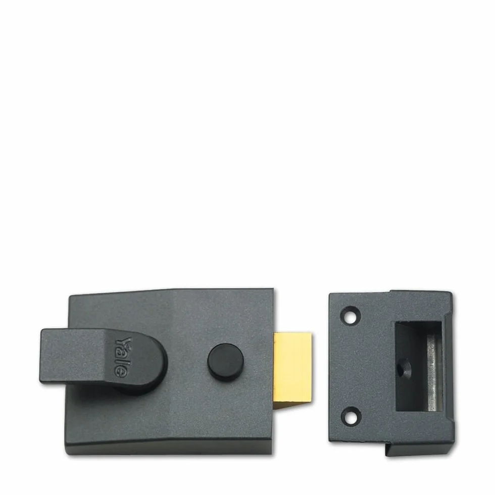 Yale B-89-DMG-PB-60 Deadlock zatrzask nocny, 60 mm zestaw, ciemne metaliczne wykończenie/mosiężny cylinder, wysoki poziom bezpieczeństwa, z automatycznym imadlock