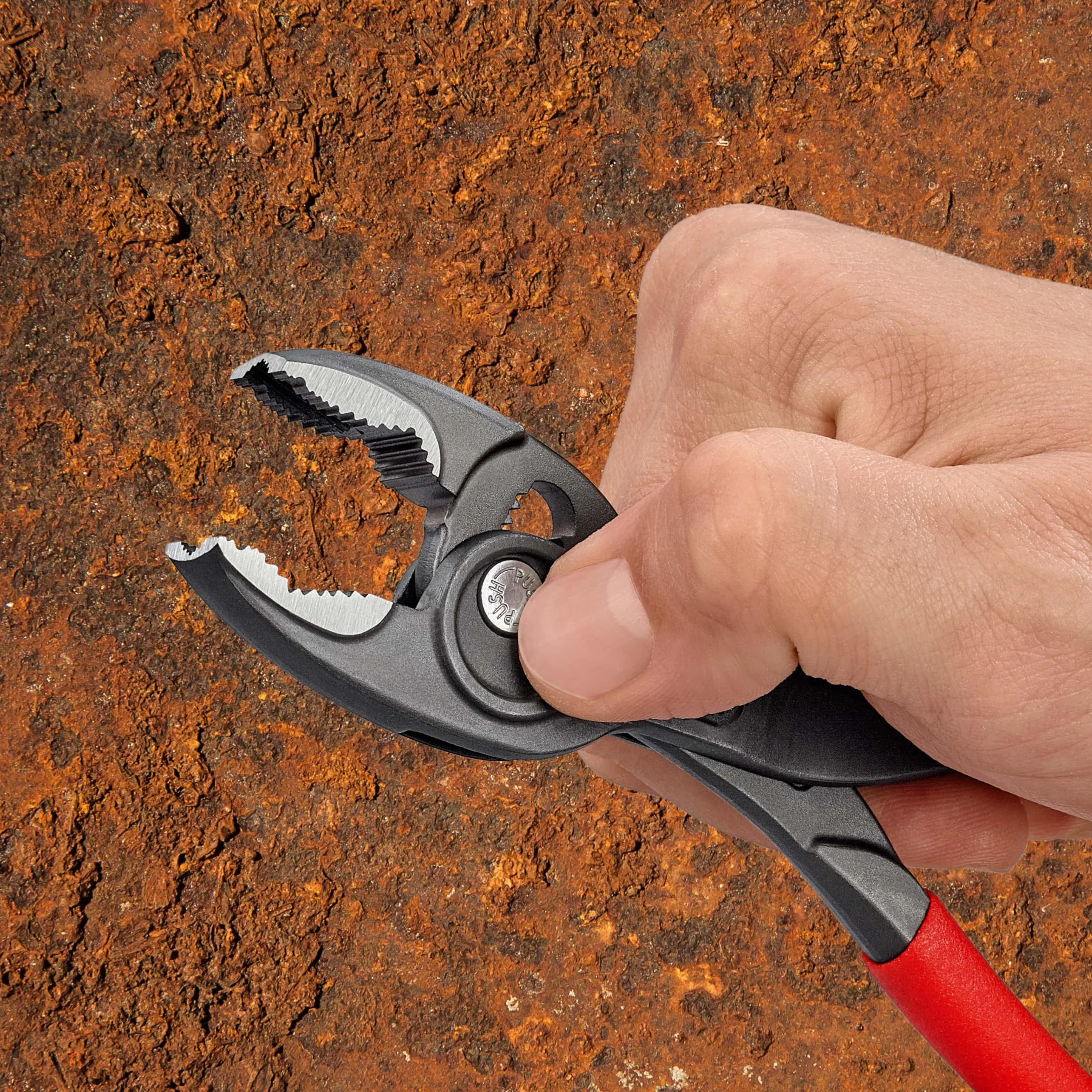 KNIPEX TwinGrip szczypce z funkcją chwytu od czoła i z boku w opakowaniu z zawieszką fosforanowana, szara pokryte antypoślizgowym, 82 01 200